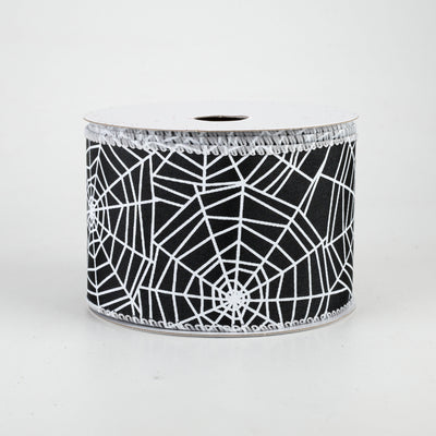 2.5" Spider Web Satin Ribbon: Black (10 Yards)