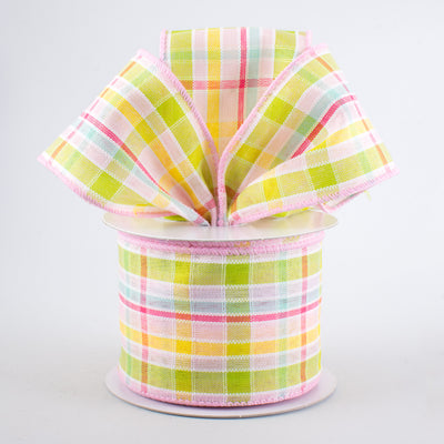 2.5" Spring Plaid Ribbon: Pastels (10 Yards) Lifestyle Photo