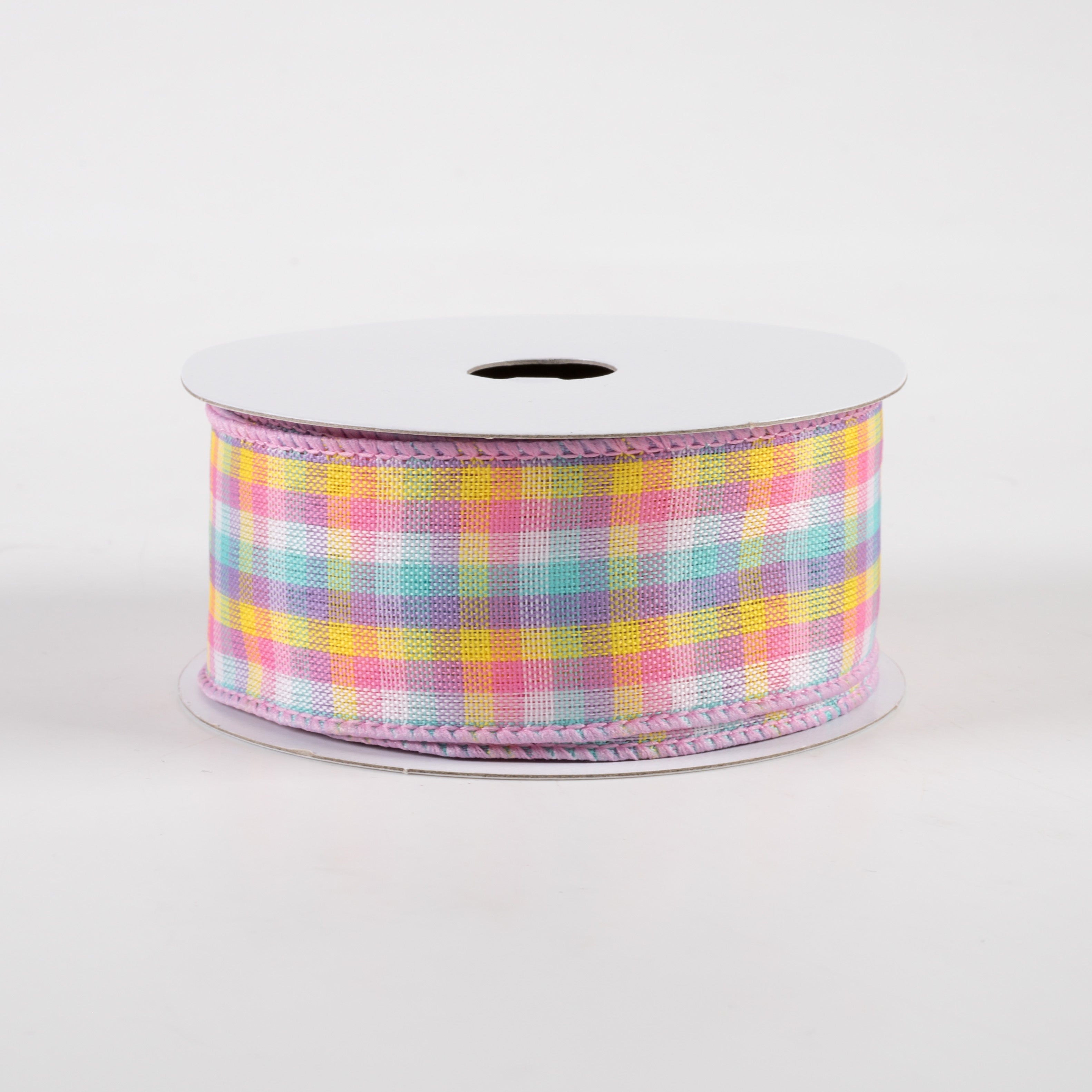 1.5" Spring Plaid Ribbon: Pink, Purple, Yellow, Blue (10 Yards) Item Number: 41355-09-02