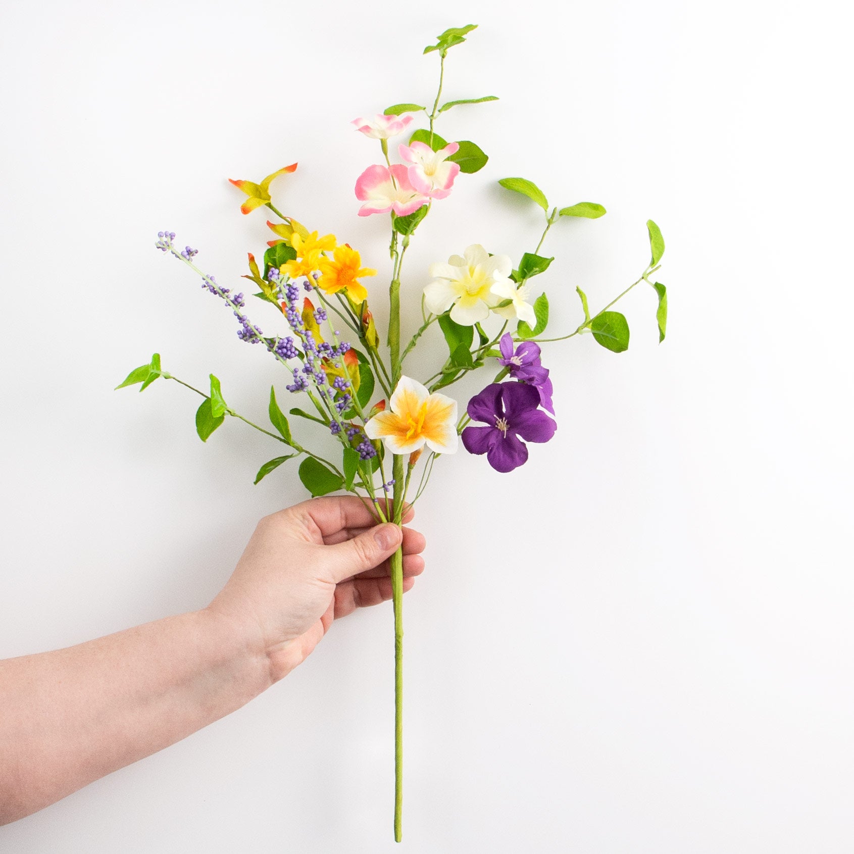 20" Spring Wild Flowers Pick: Purple & Yellow detail photo 3