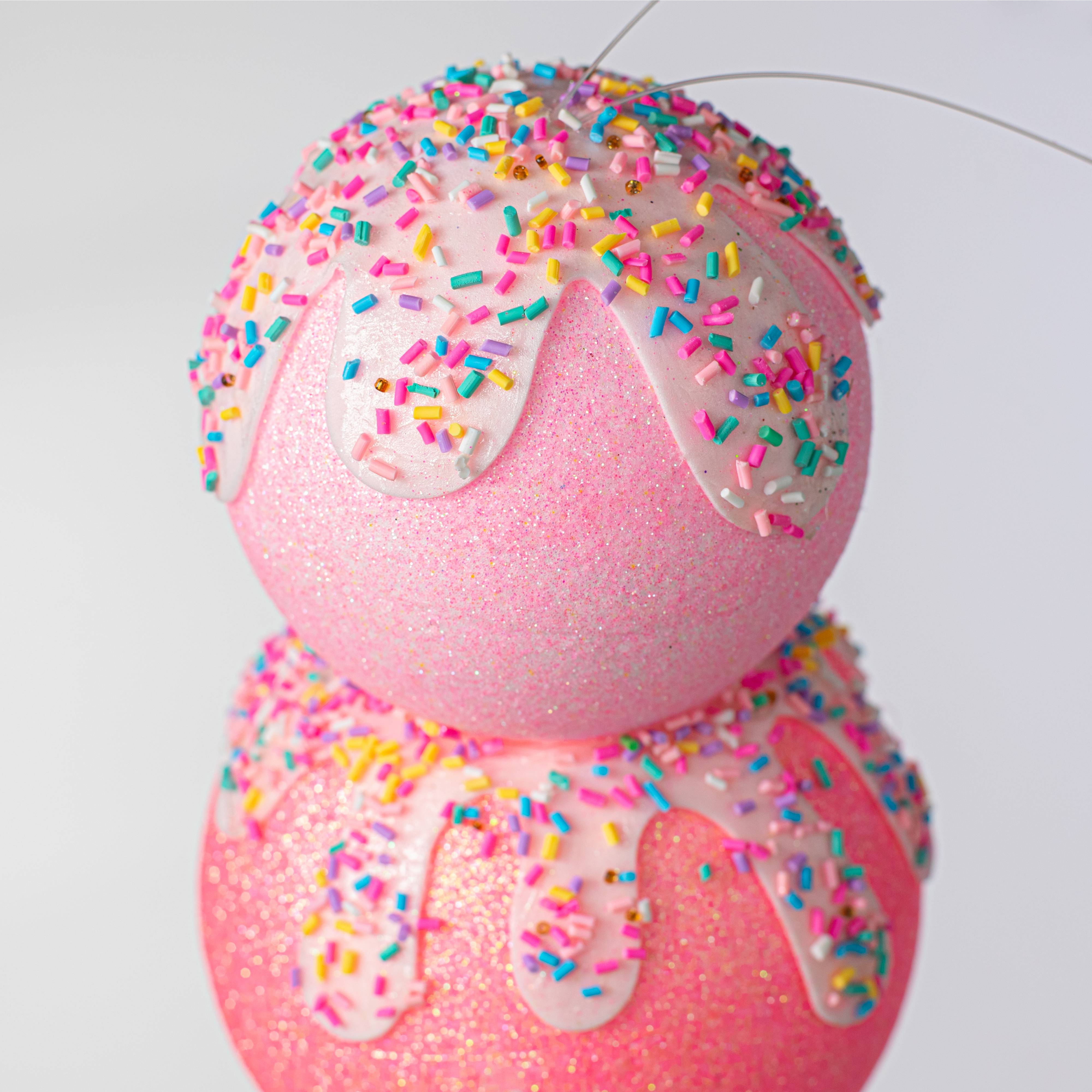 16" Sprinkle Ice Cream Cone Ornament: Pink & Gold detail photo 3