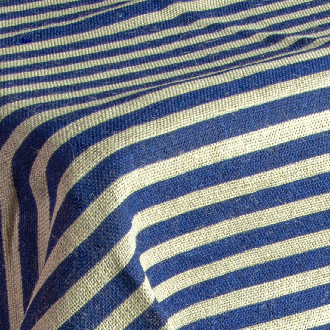 47" Square Navy Stripe Burlap Table Topper detail photo 3
