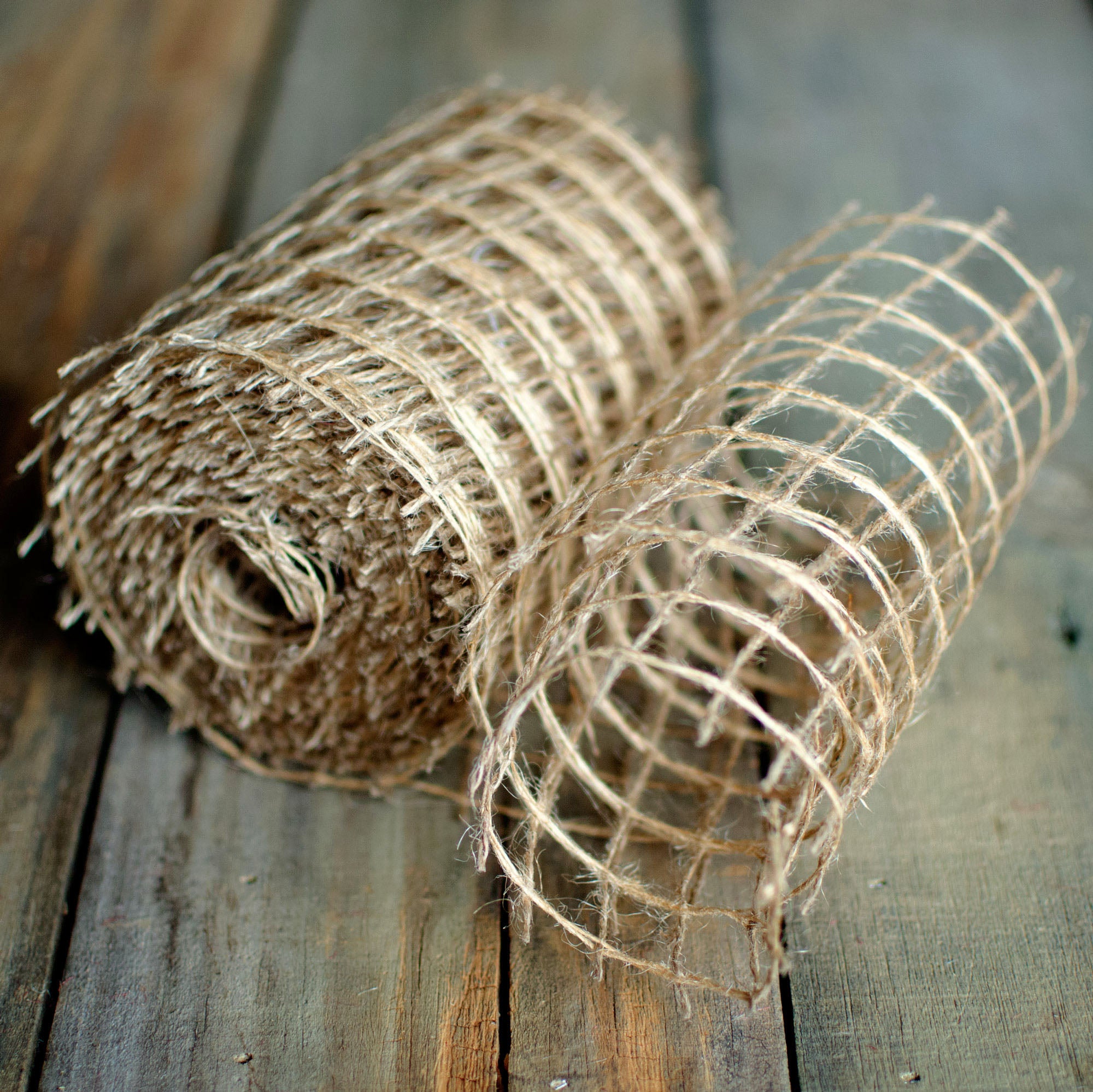 6" Square Net Natural Jute Burlap Ribbon (10 Yards) detail photo 4