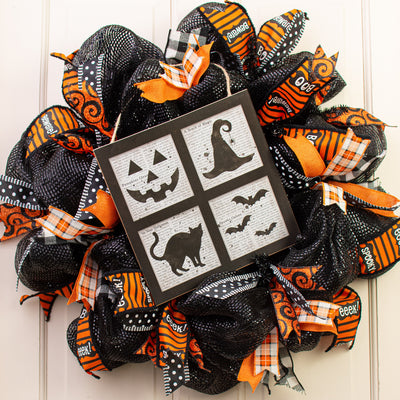 10" Square Wooden Sign: Framed Halloween Images Lifestyle Photo