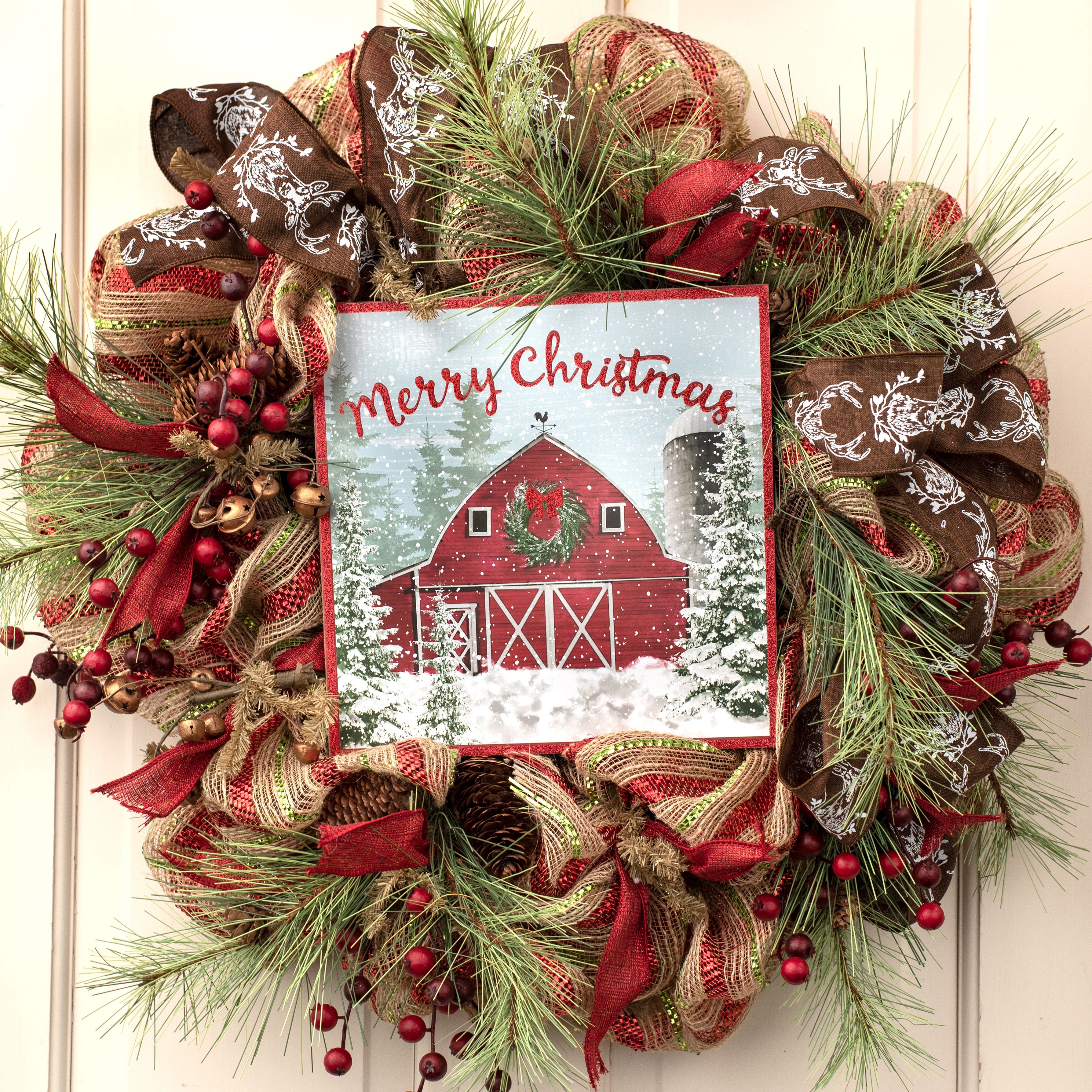 10" Square Wooden Sign: Glitter Christmas Barn Lifestyle Photo