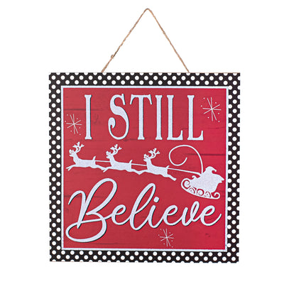10" Square Wooden Sign: Glitter I Still Believe Item Number: AP7810