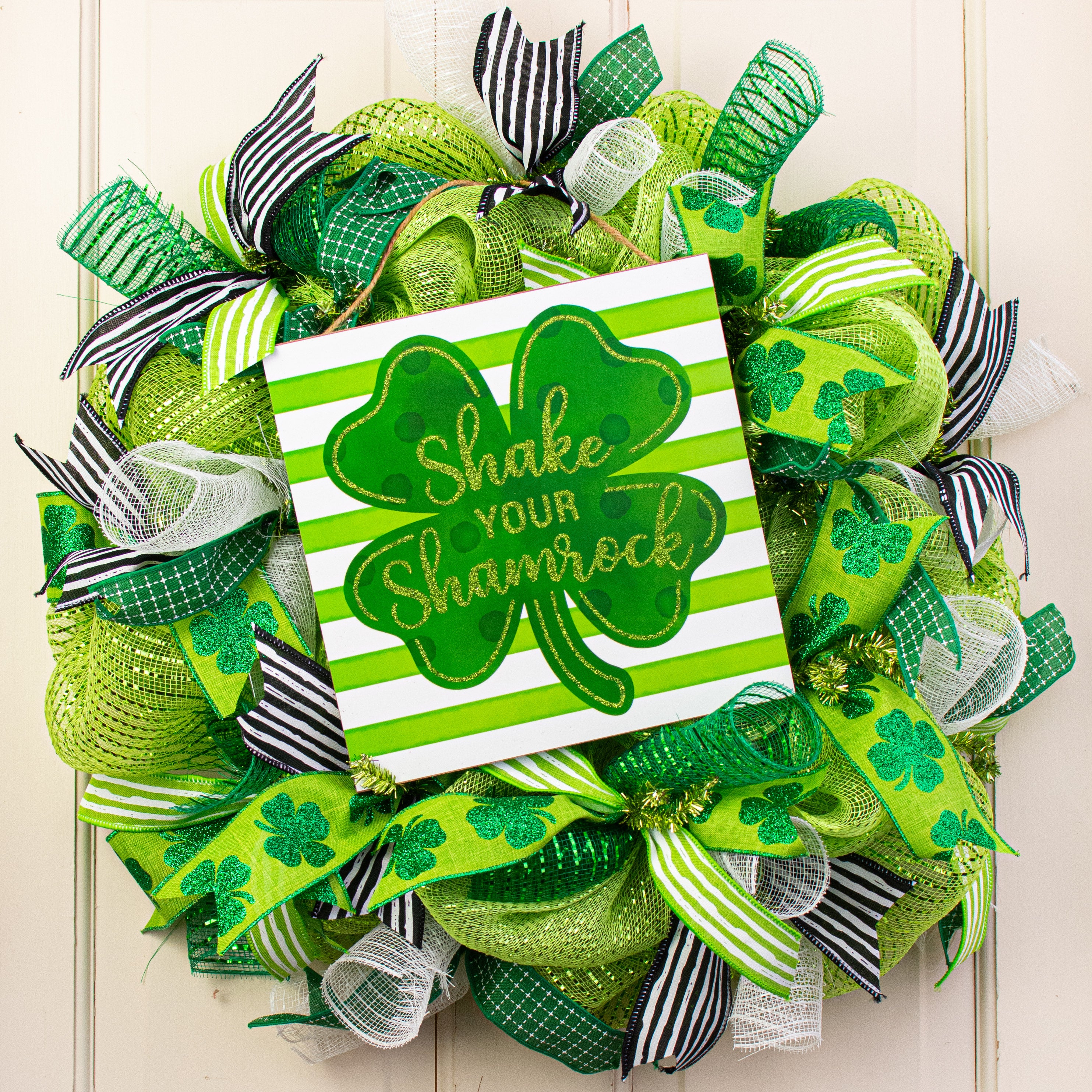10" Square Wooden Sign: Glittered Shake Your Shamrock Lifestyle Photo