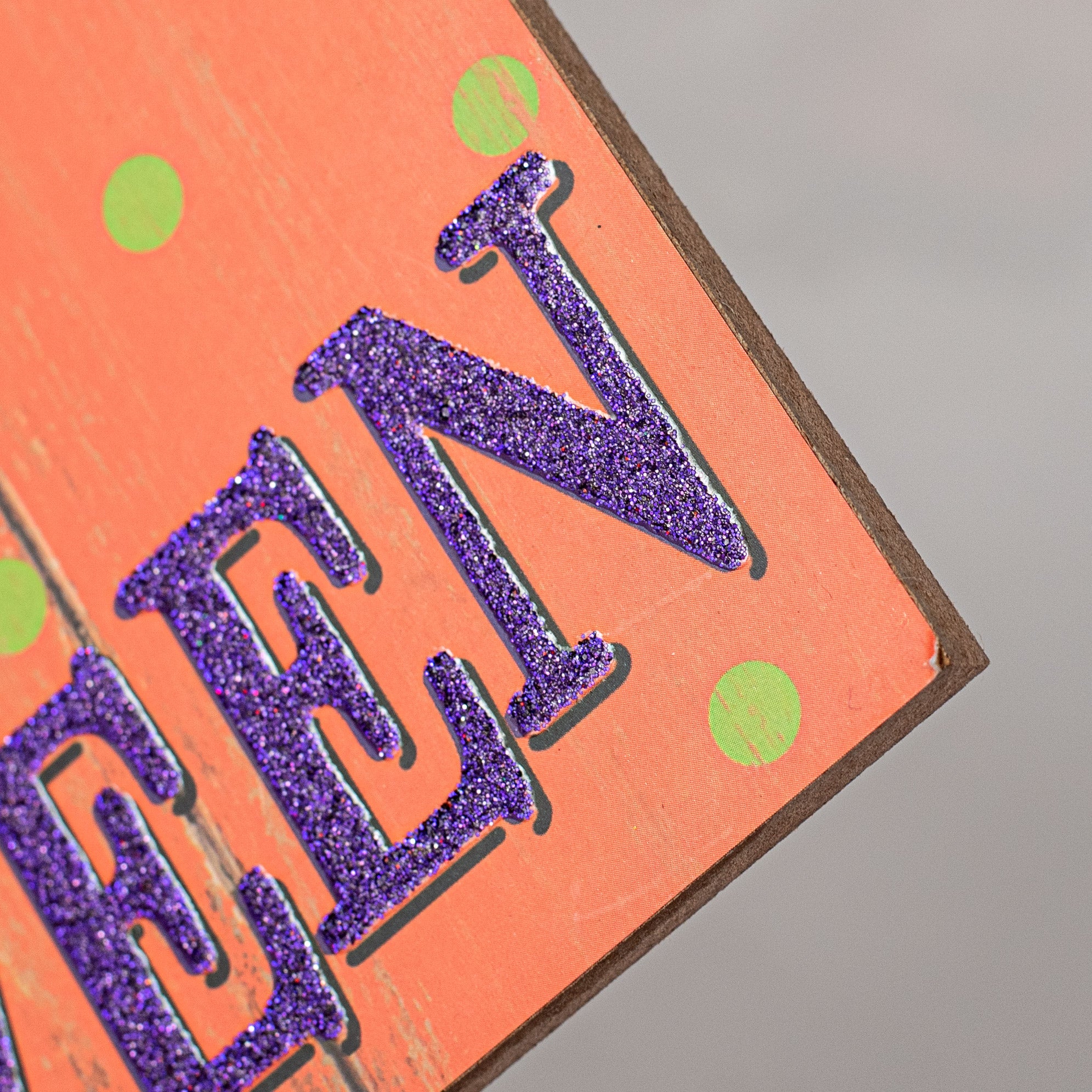10" Square Wooden Sign: Happy Halloween Jack-O-Lantern detail photo 3