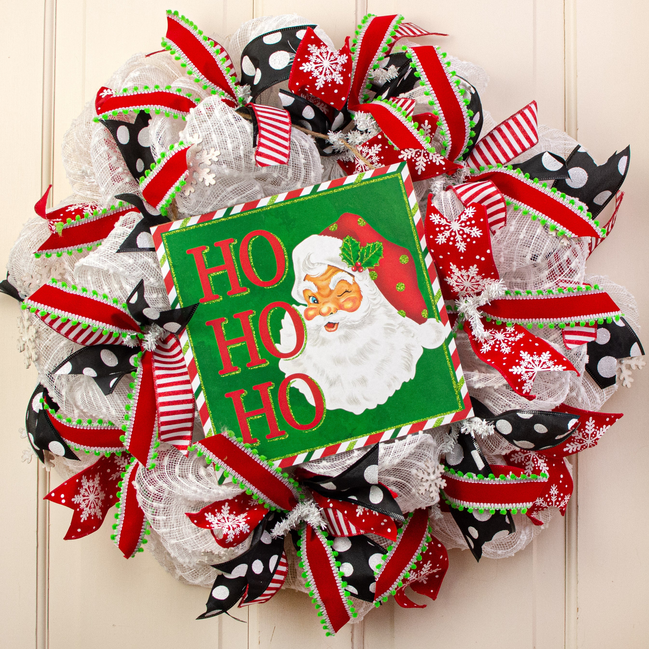 10" Square Wooden Sign: Ho Ho Ho Santa Lifestyle Photo