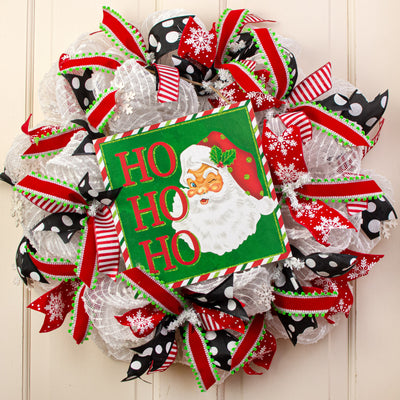 10" Square Wooden Sign: Ho Ho Ho Santa Lifestyle Photo