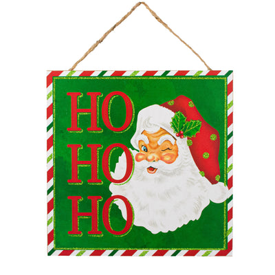 10" Square Wooden Sign: Ho Ho Ho Santa Item Number: AP8920