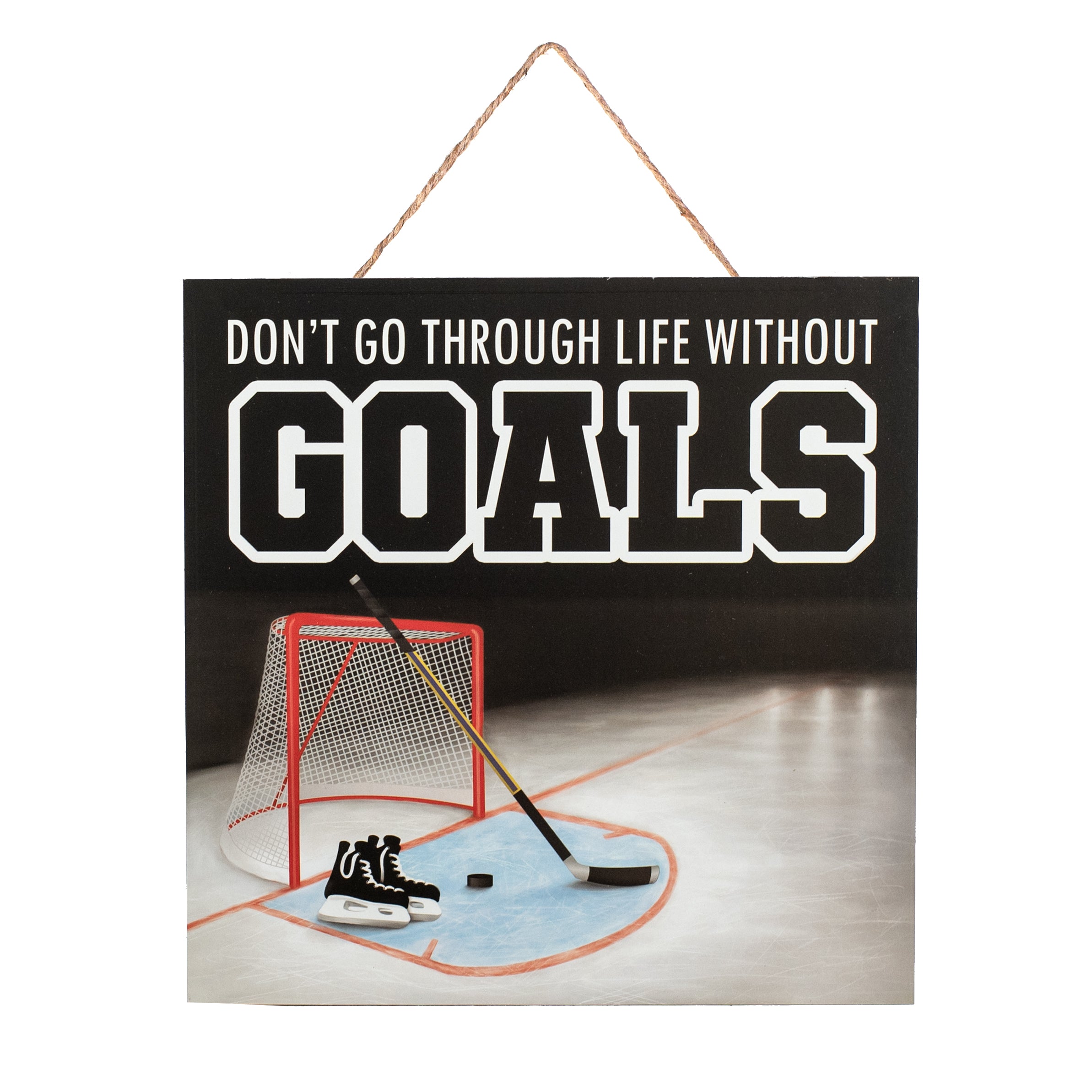 10" Square Wooden Sign: Hockey Goals Item Number: AP7340