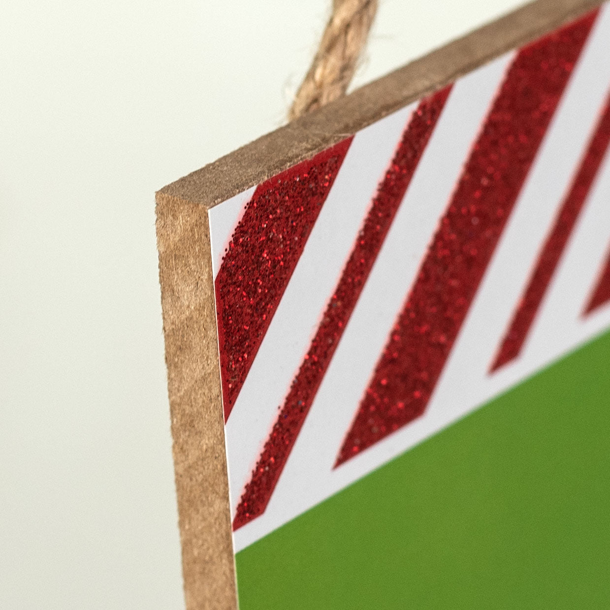 10" Square Wooden Sign: Holly Jolly detail photo 3