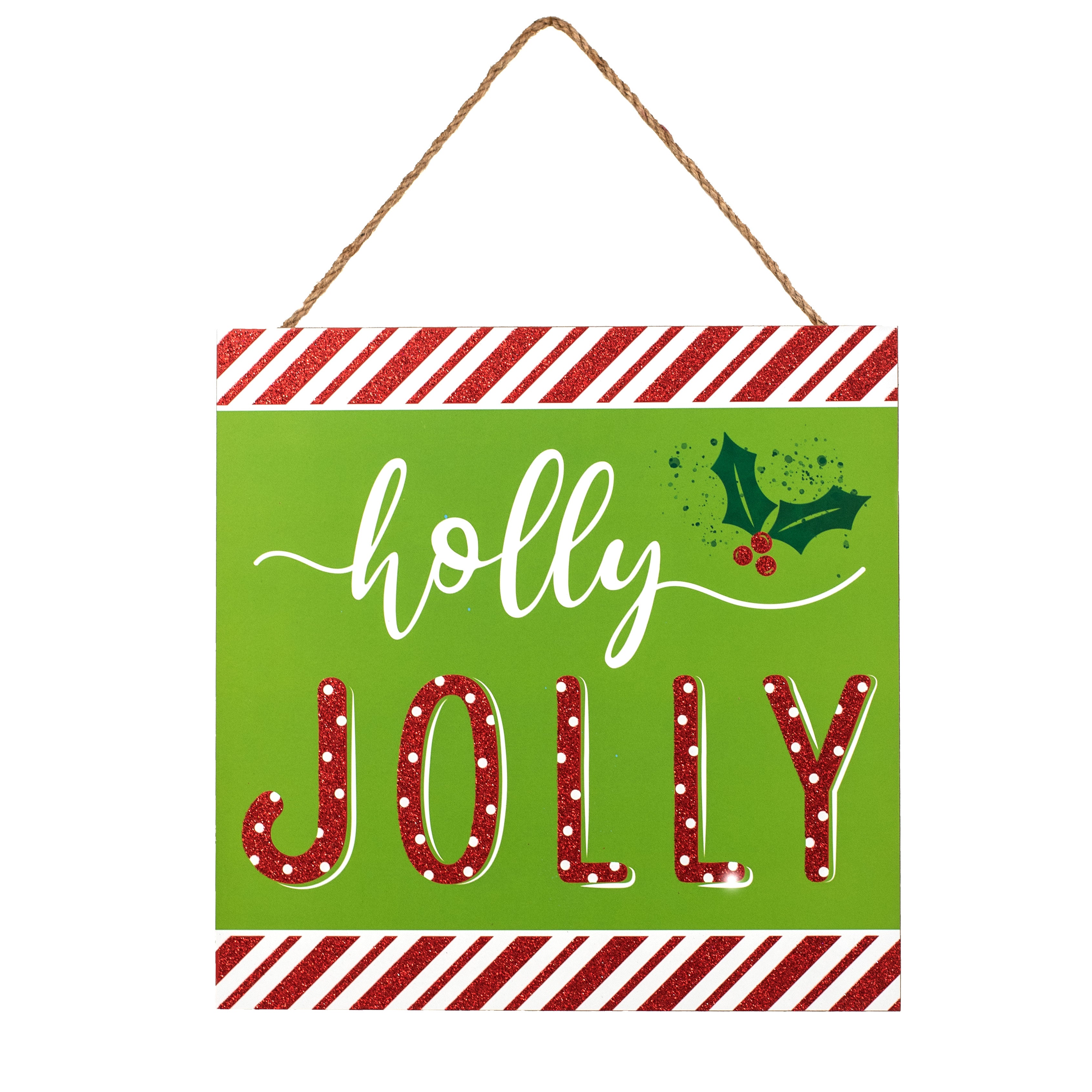 10" Square Wooden Sign: Holly Jolly Item Number: AP8836