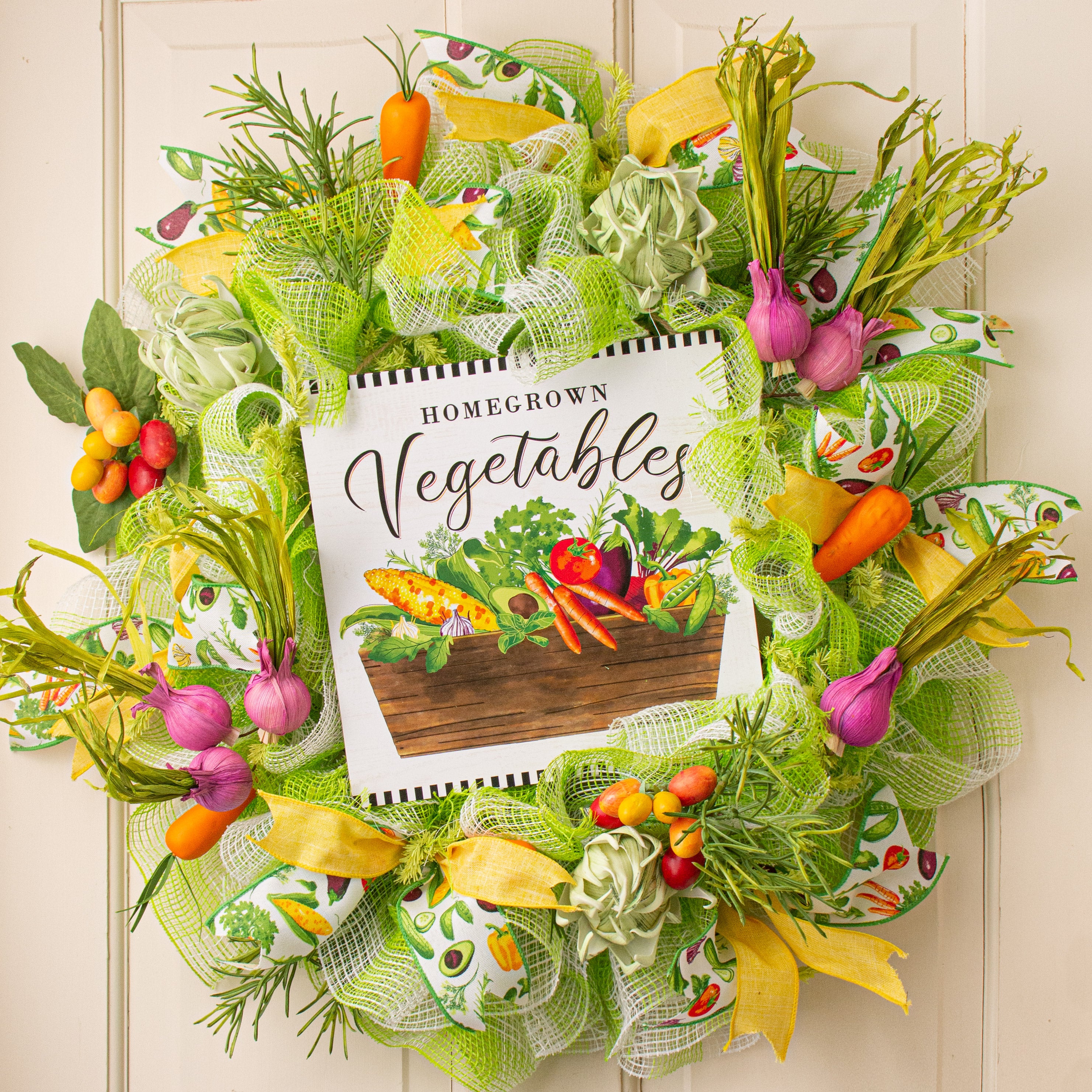 10" Square Wooden Sign: Homegrown Vegetables Lifestyle Photo