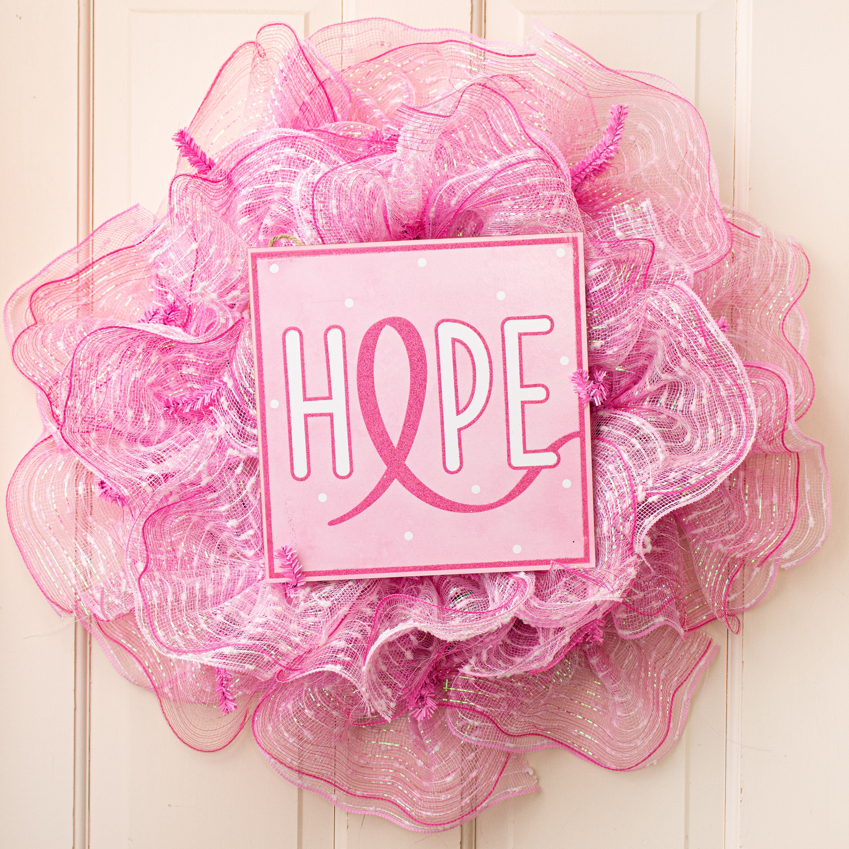 10" Square Wooden Sign: Hope Breast Cancer Awareness Lifestyle Photo