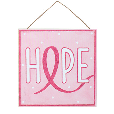 10" Square Wooden Sign: Hope Breast Cancer Awareness Item Number: AP8878