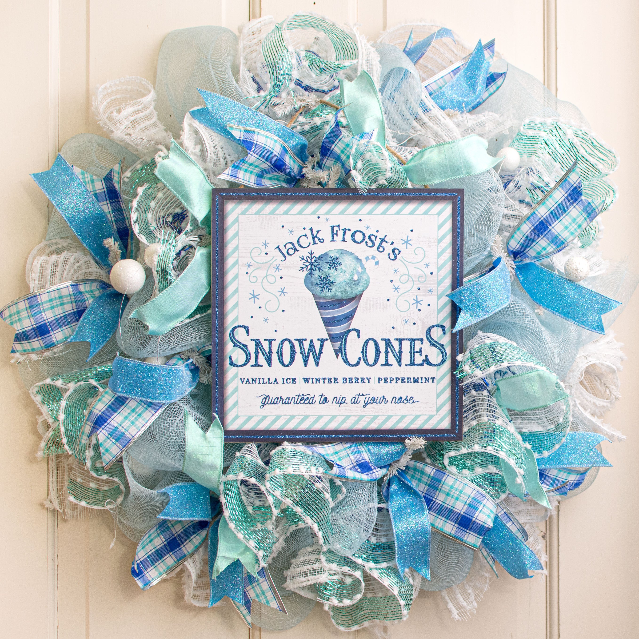 10" Square Wooden Sign: Jack Frost Snow Cones Lifestyle Photo