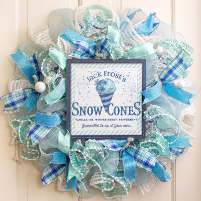 10" Square Wooden Sign: Jack Frost Snow Cones Lifestyle Photo