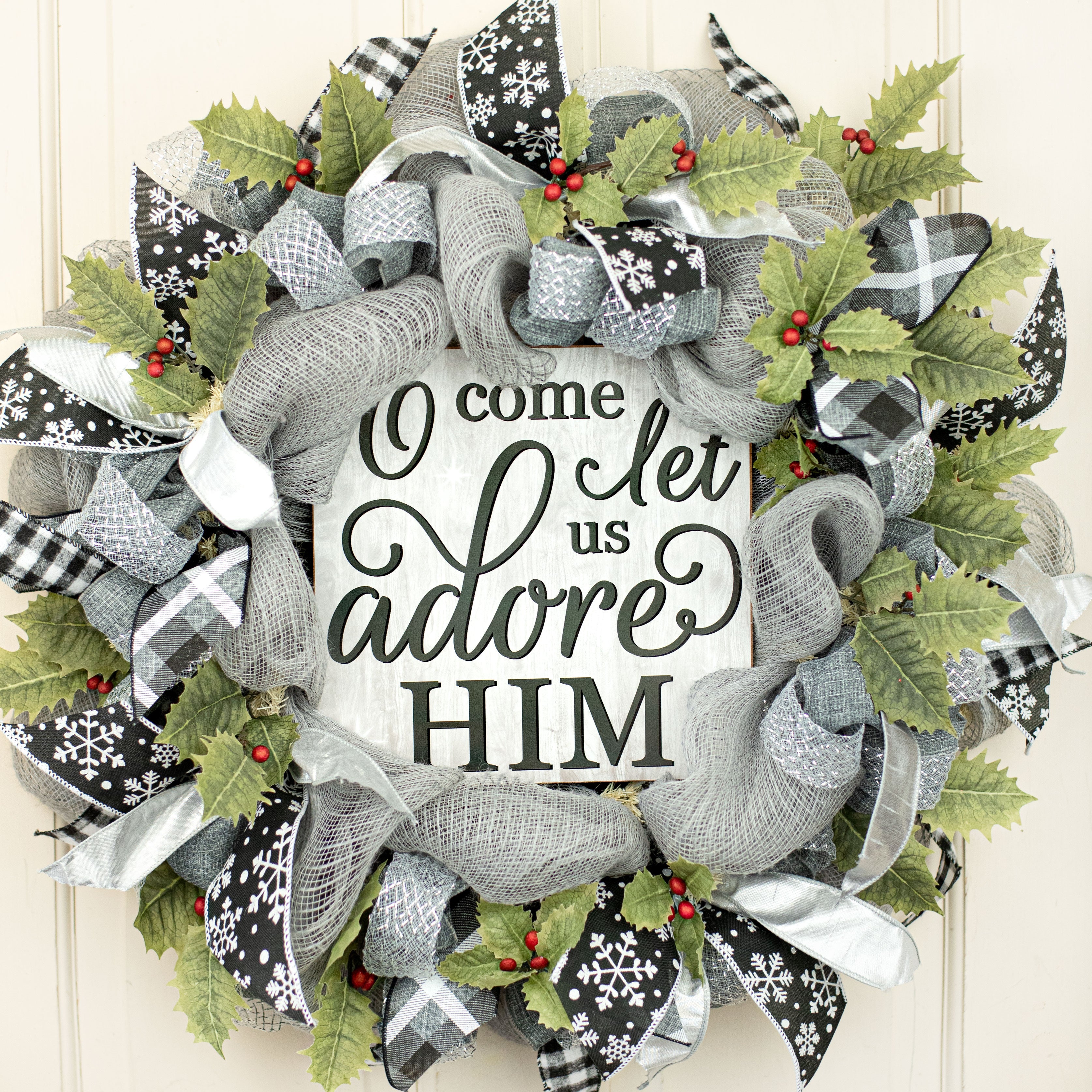 10" Square Wooden Sign: Let Us Adore Him Lifestyle Photo