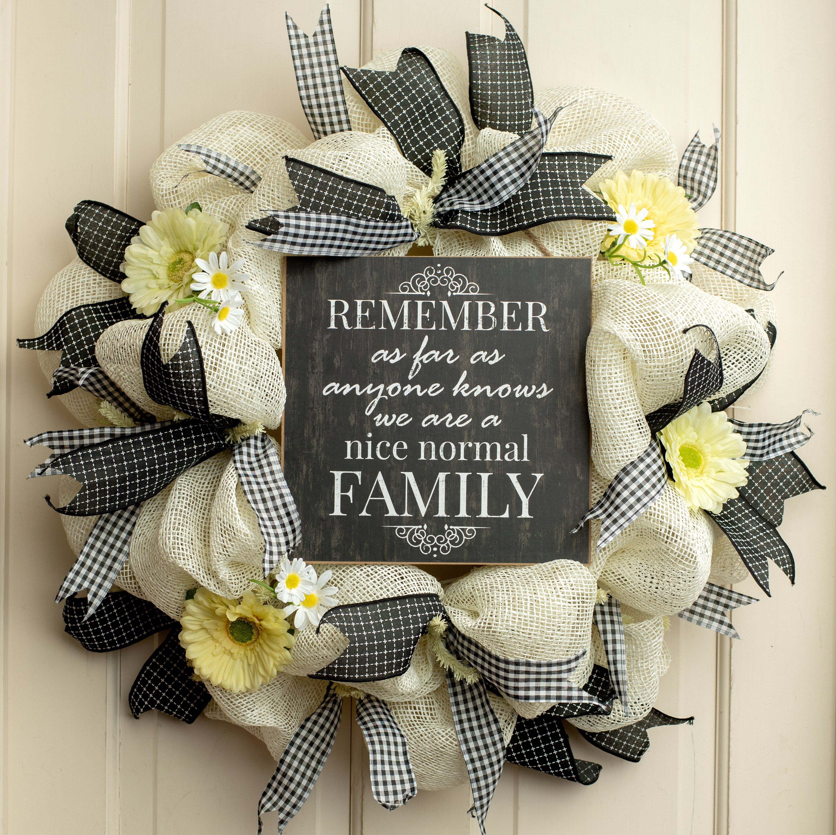 10" Square Wooden Sign: Normal Family Lifestyle Photo