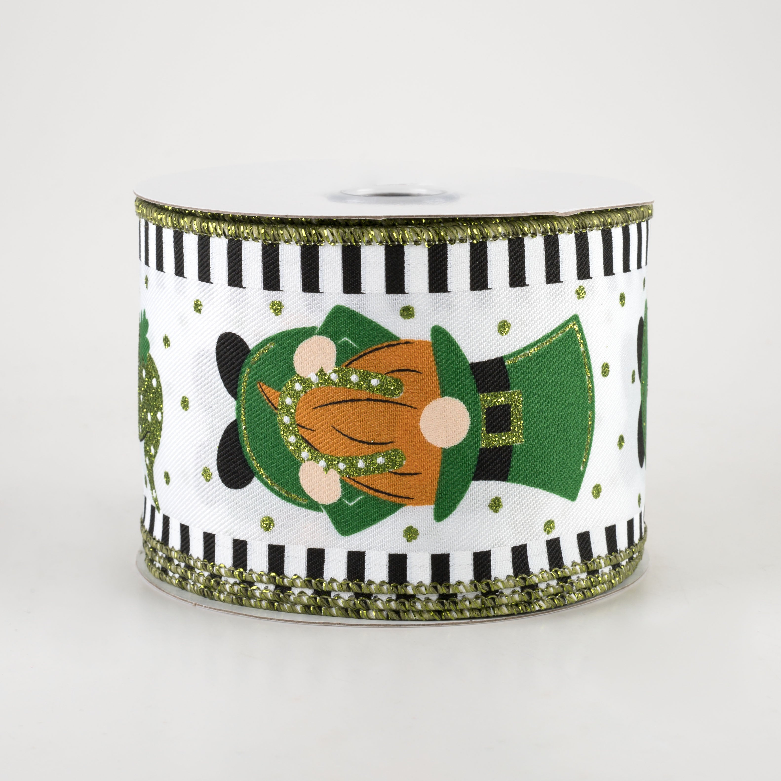 2.5" St. Patrick's Day Gnomes Thin Stripe Edge Ribbon (10 Yards)