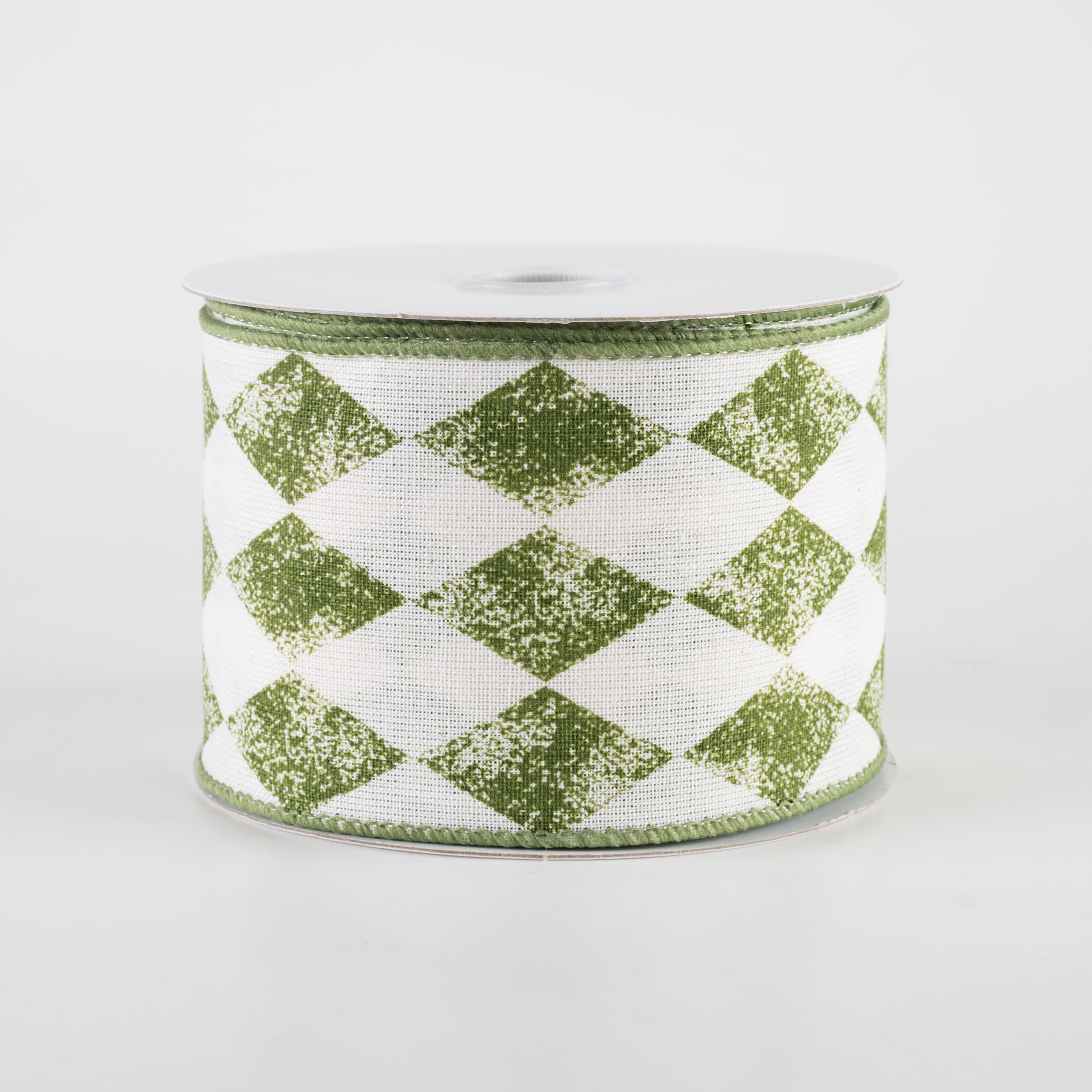 2.5" Stamped Harlequin on Cream Canvas: Moss Green (10 Yards) Item Number: 42433-40-08