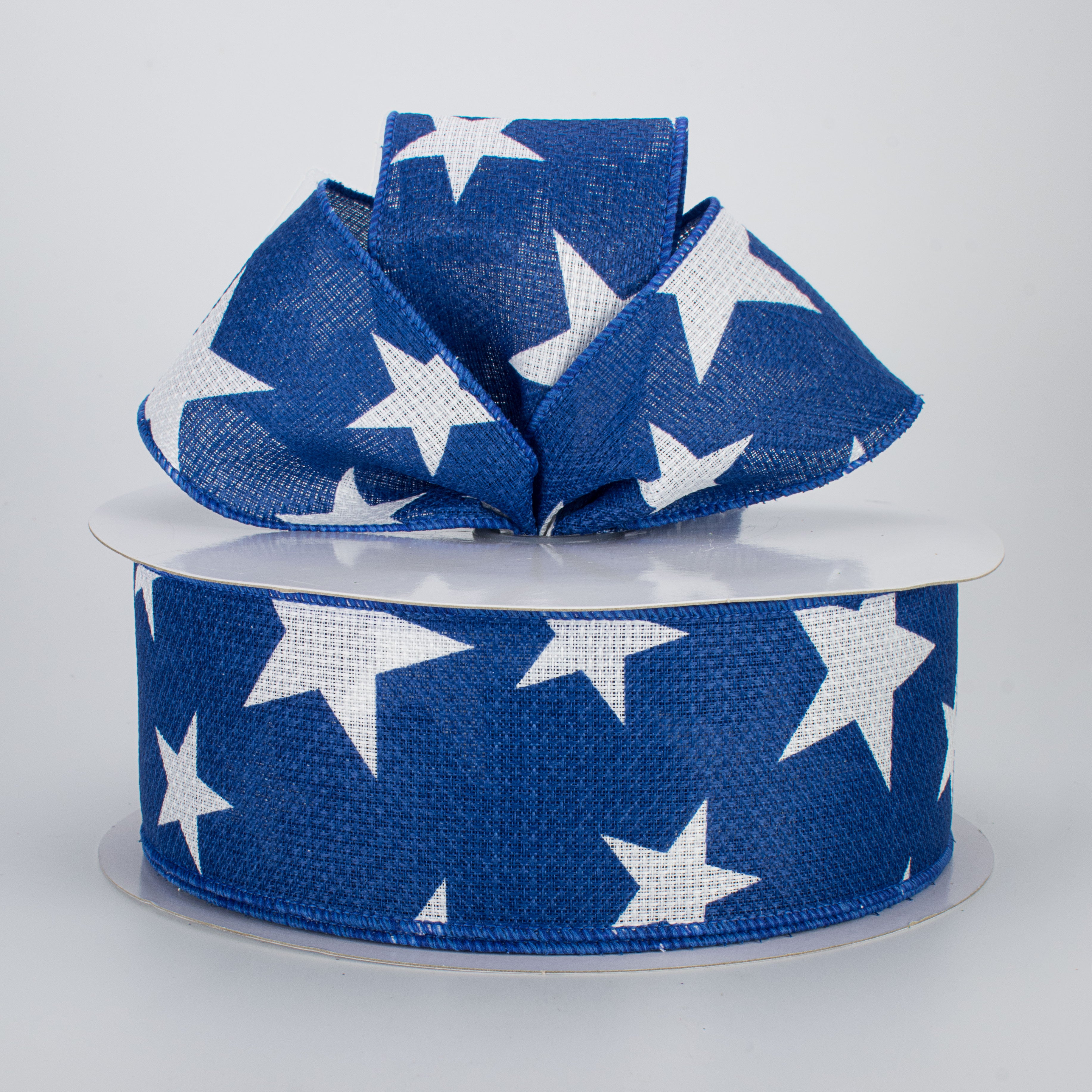 2.5" Star Print Ribbon: Blue & White (50 Yards) Lifestyle Photo