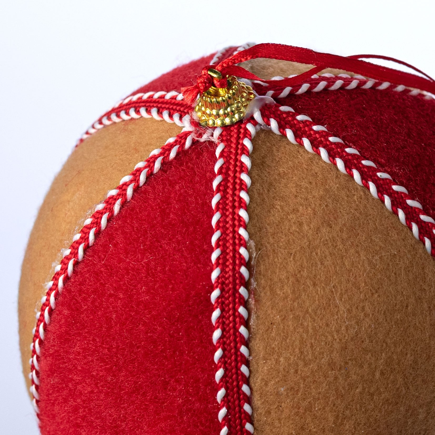 5" Stitch Ball Ornament: Red Gingerbread detail photo 3