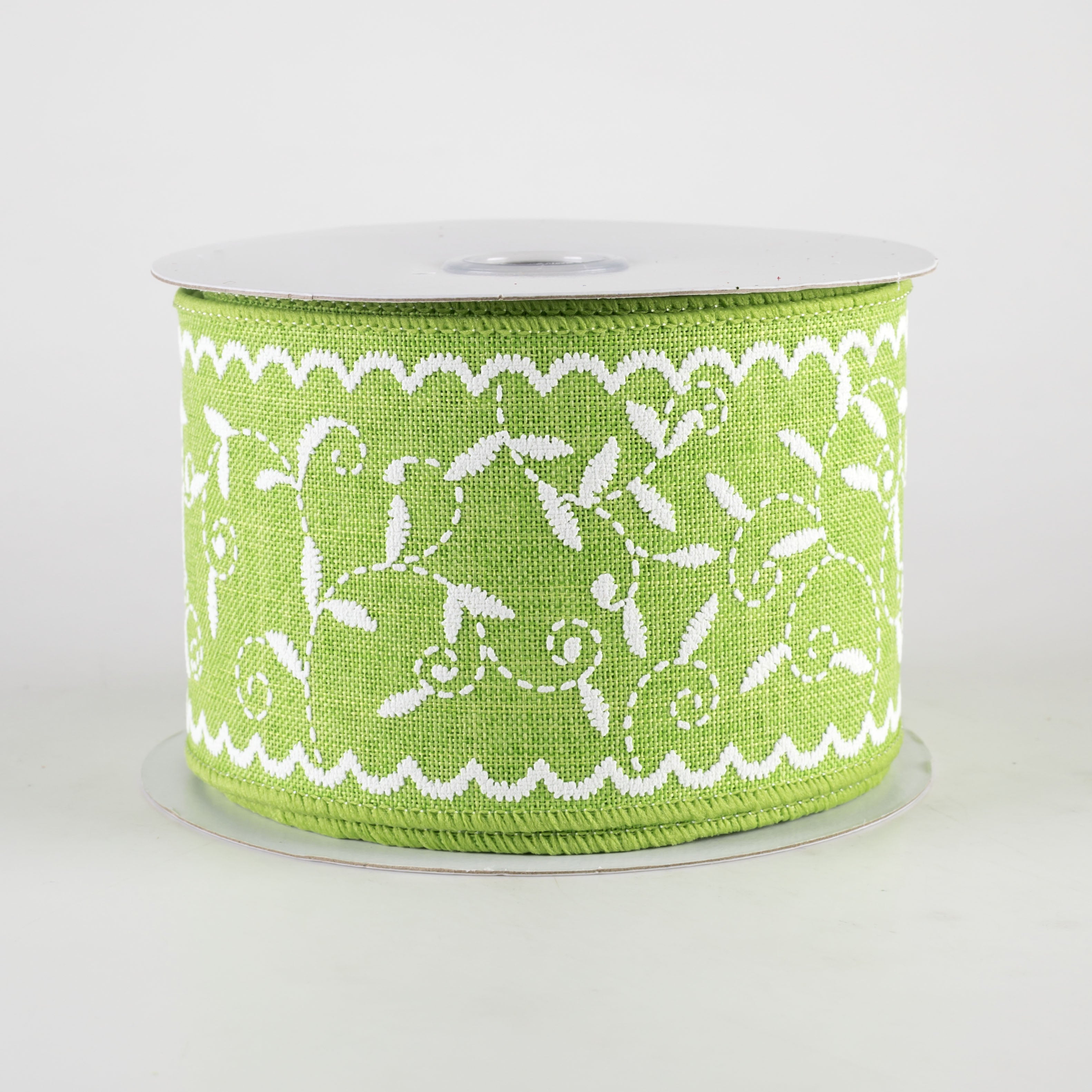 2.5" Stitch Mini Leaf Ribbon: Lime Green (10 Yards)