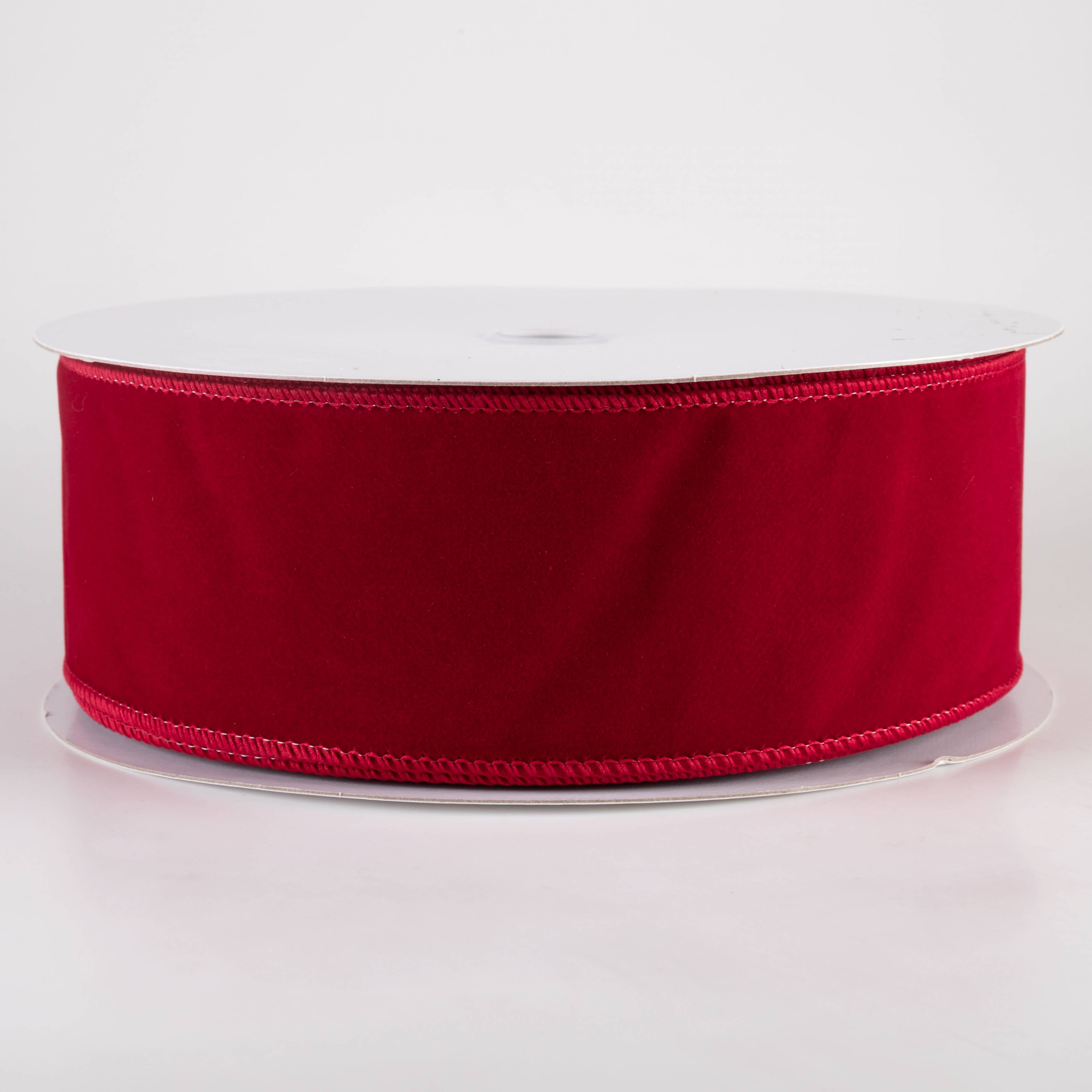 2.5" Stitched Edge Velvet Ribbon: Dark Red (50 Yards) Item Number: X501140-15
