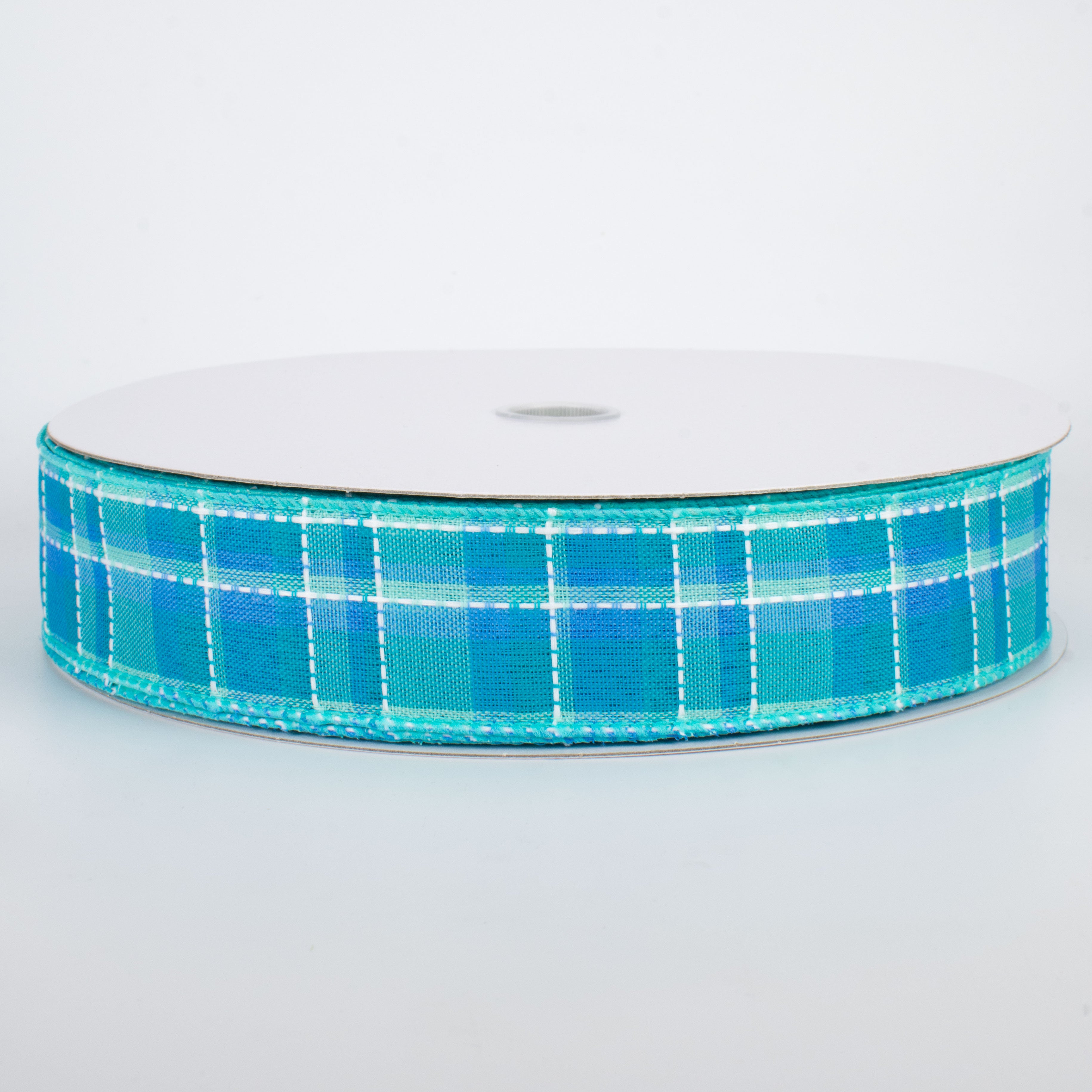1.5" Stitched Spring Plaid Ribbon: Blue (50 Yards)
