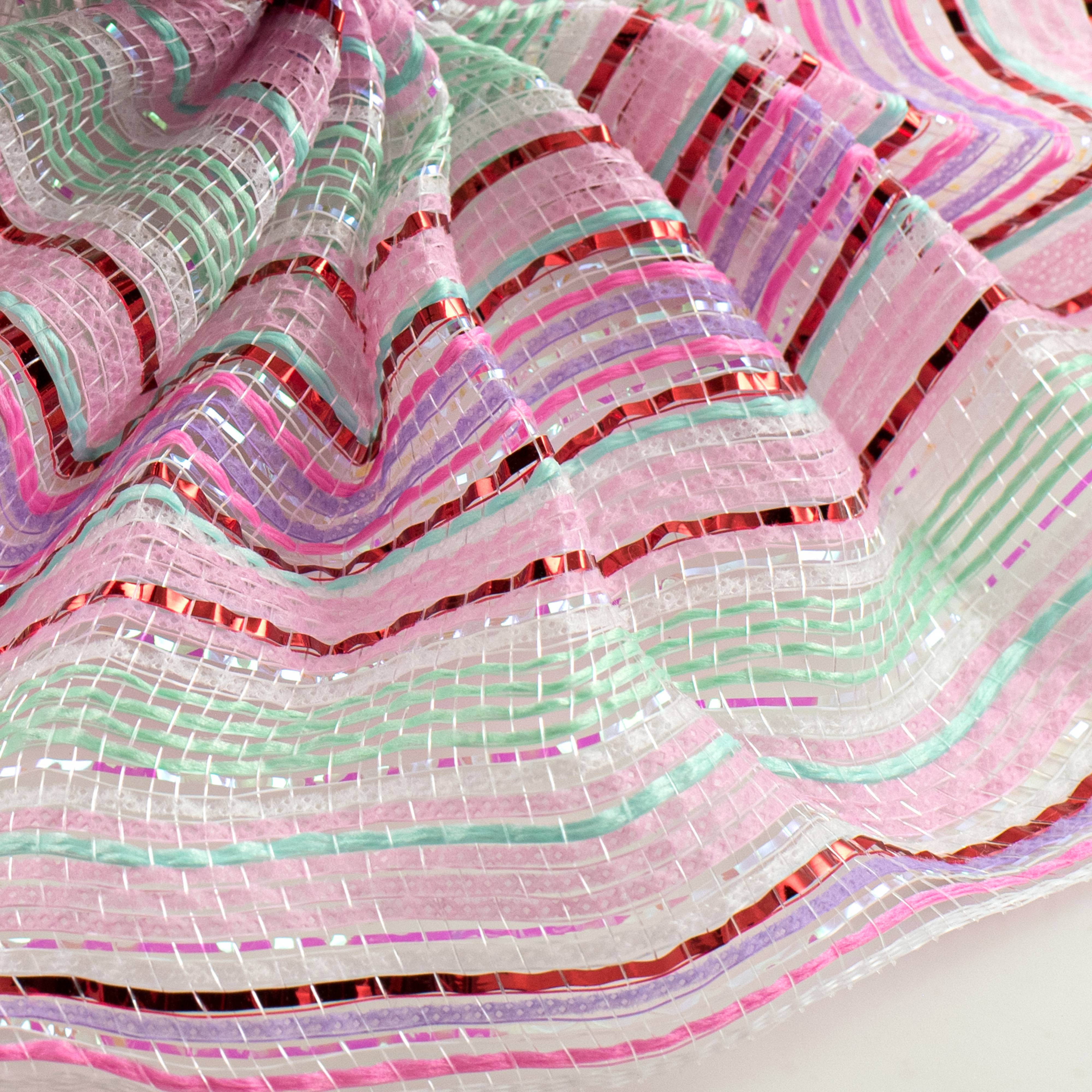 10" Striation Stripes Fabric Mesh: Pink, Mint, Red & Aqua Lifestyle Photo