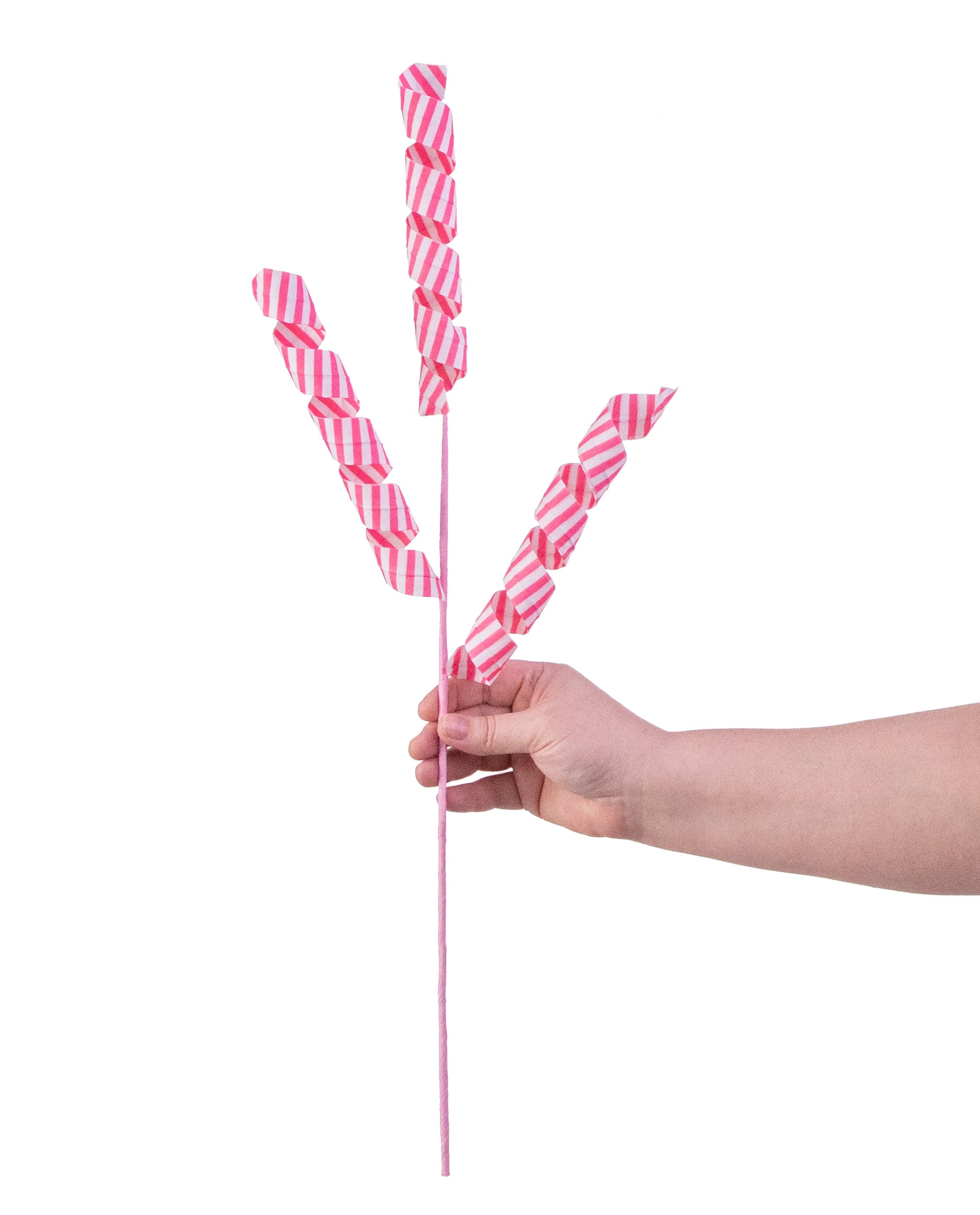24" Stripe Curly Pick: Pink & White detail photo 3