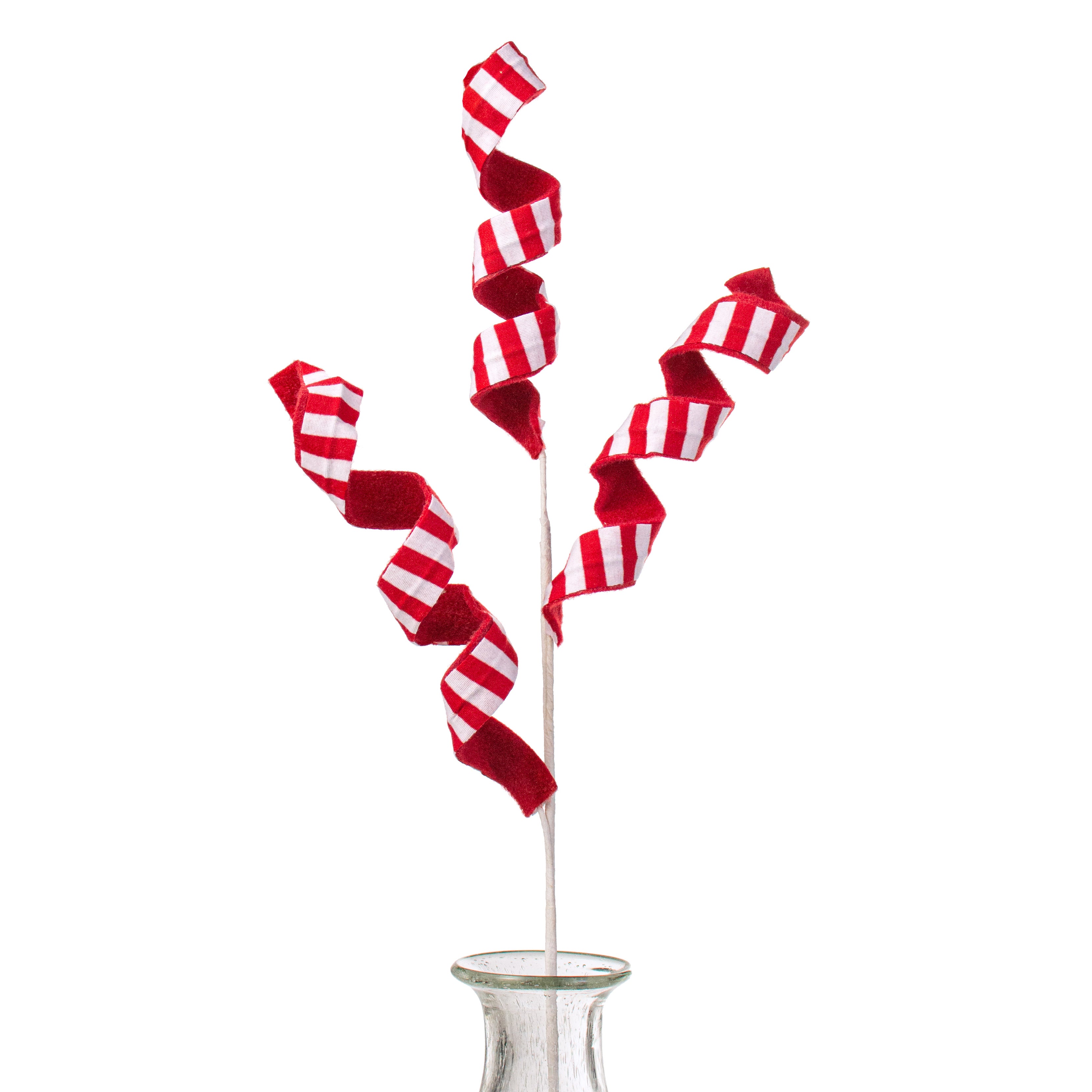 30" Double Sided Stripe Felt Frizzy Curly Spray: Peppermint Item Number: 84754RDWT
