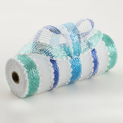 10" Stripe Snowball Mesh: Blue & White Item Number: XB106110-45