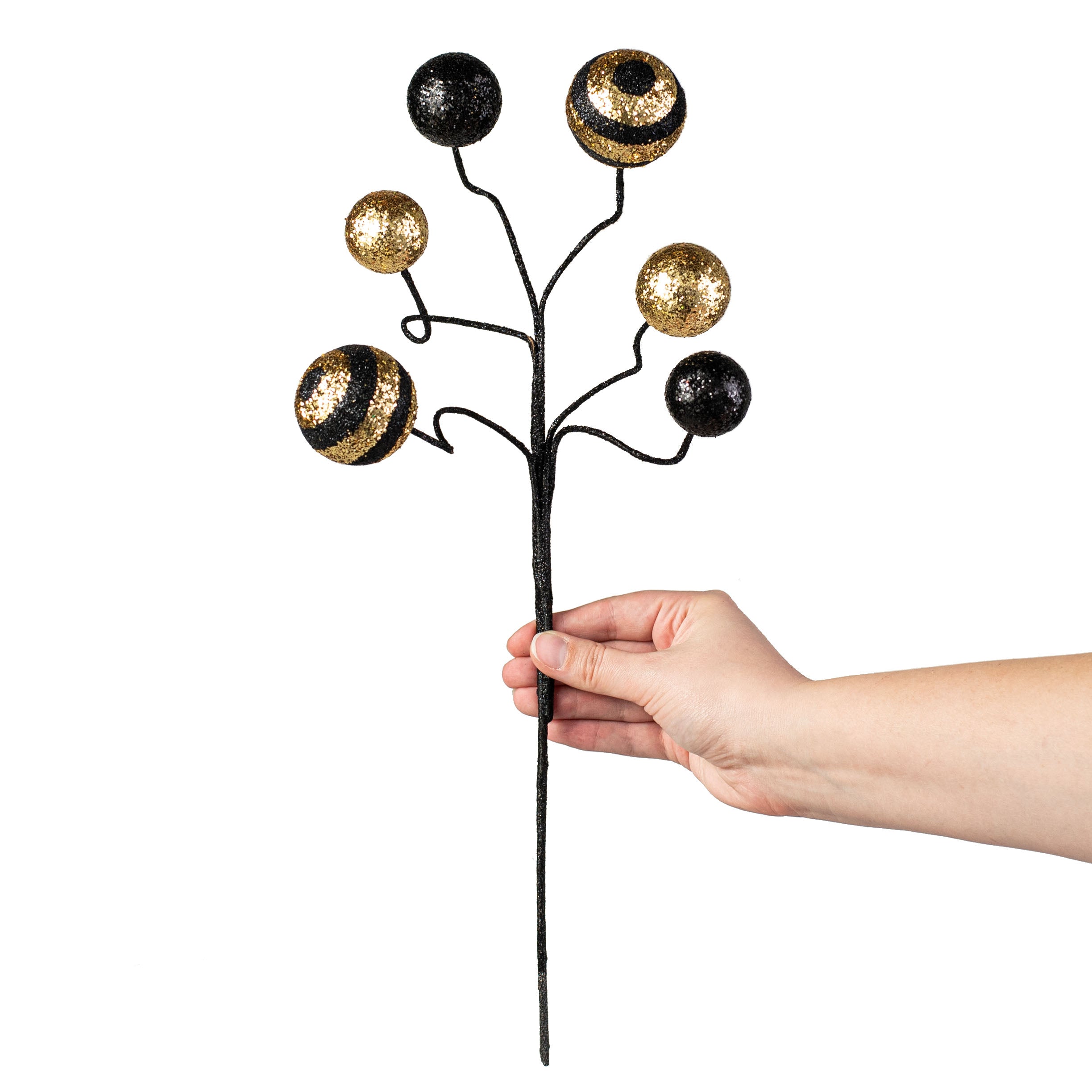 17" Stripe & Solid Glitter Ball Pick: Black & Gold detail photo 3