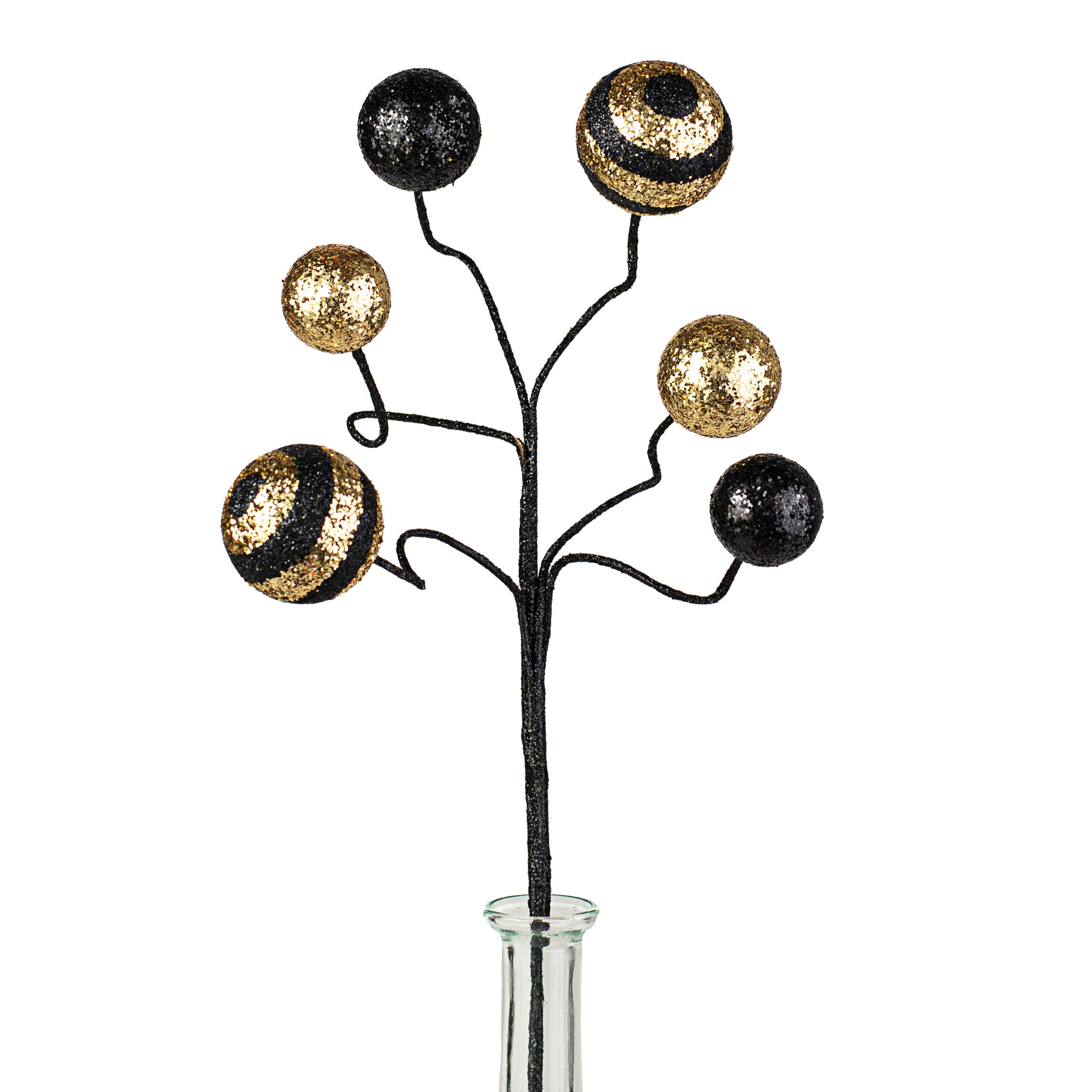17" Stripe & Solid Glitter Ball Pick: Black & Gold Item Number: XS9944F9