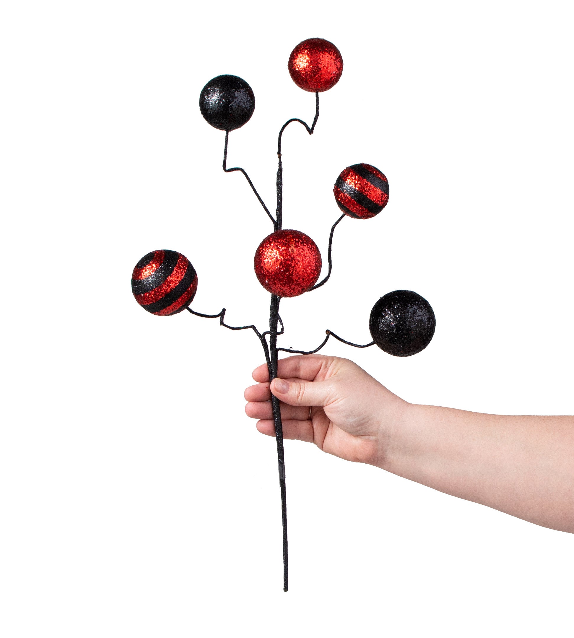 19" Stripe & Solid Glitter Ball Pick: Black & Red detail photo 3
