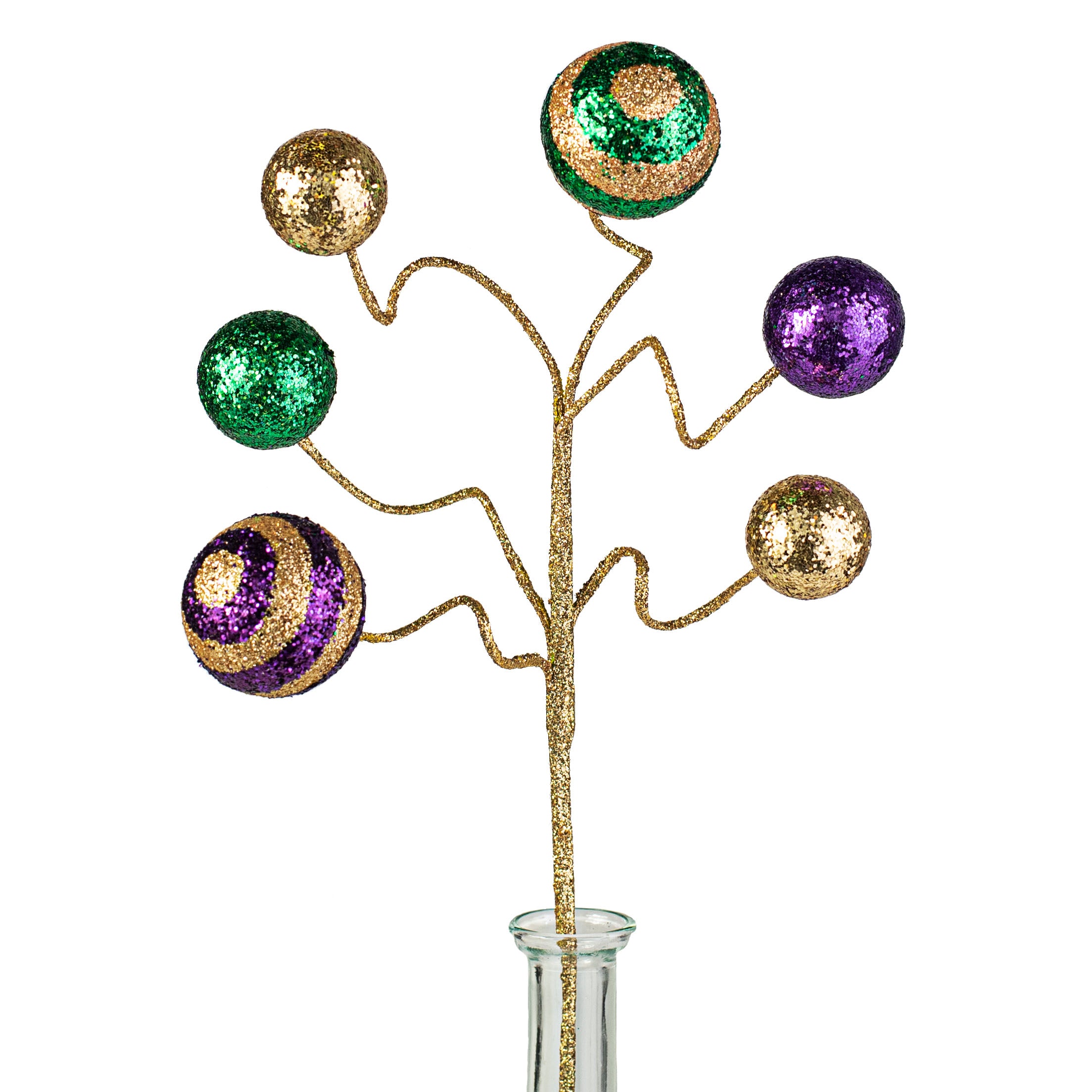 17" Stripe & Solid Glitter Ball Pick: Mardi Gras Item Number: HG3209