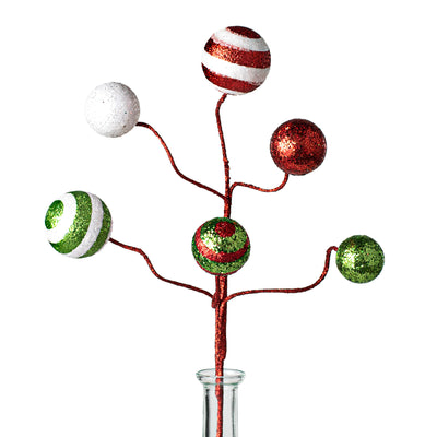 17" Stripe & Solid Glitter Ball Pick: Red, Lime, White Item Number: XS994592