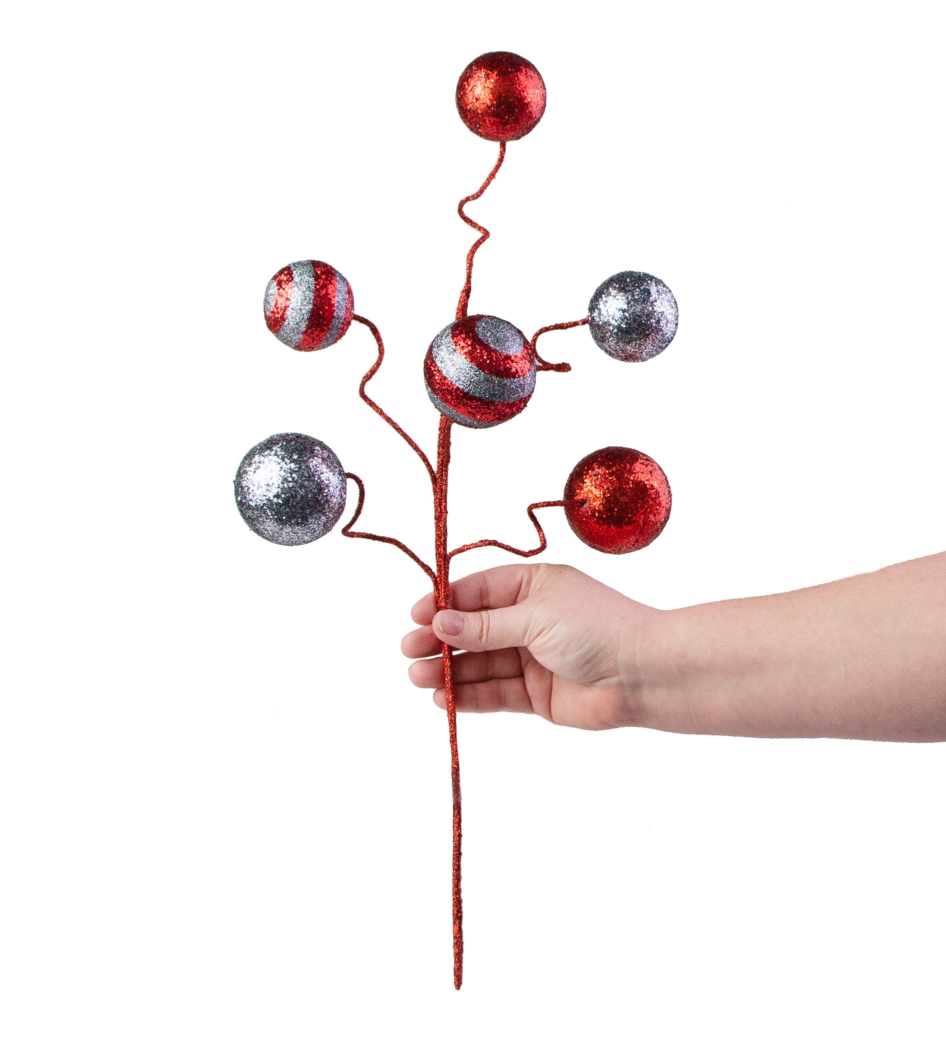 19" Stripe & Solid Glitter Ball Pick: Red & Pewter detail photo 3