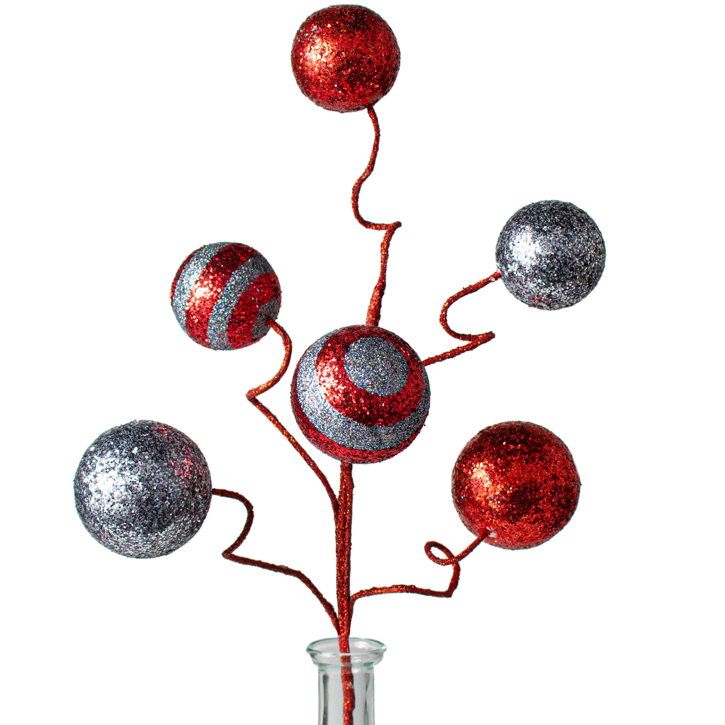 19" Stripe & Solid Glitter Ball Pick: Red & Pewter Item Number: XS1045N6