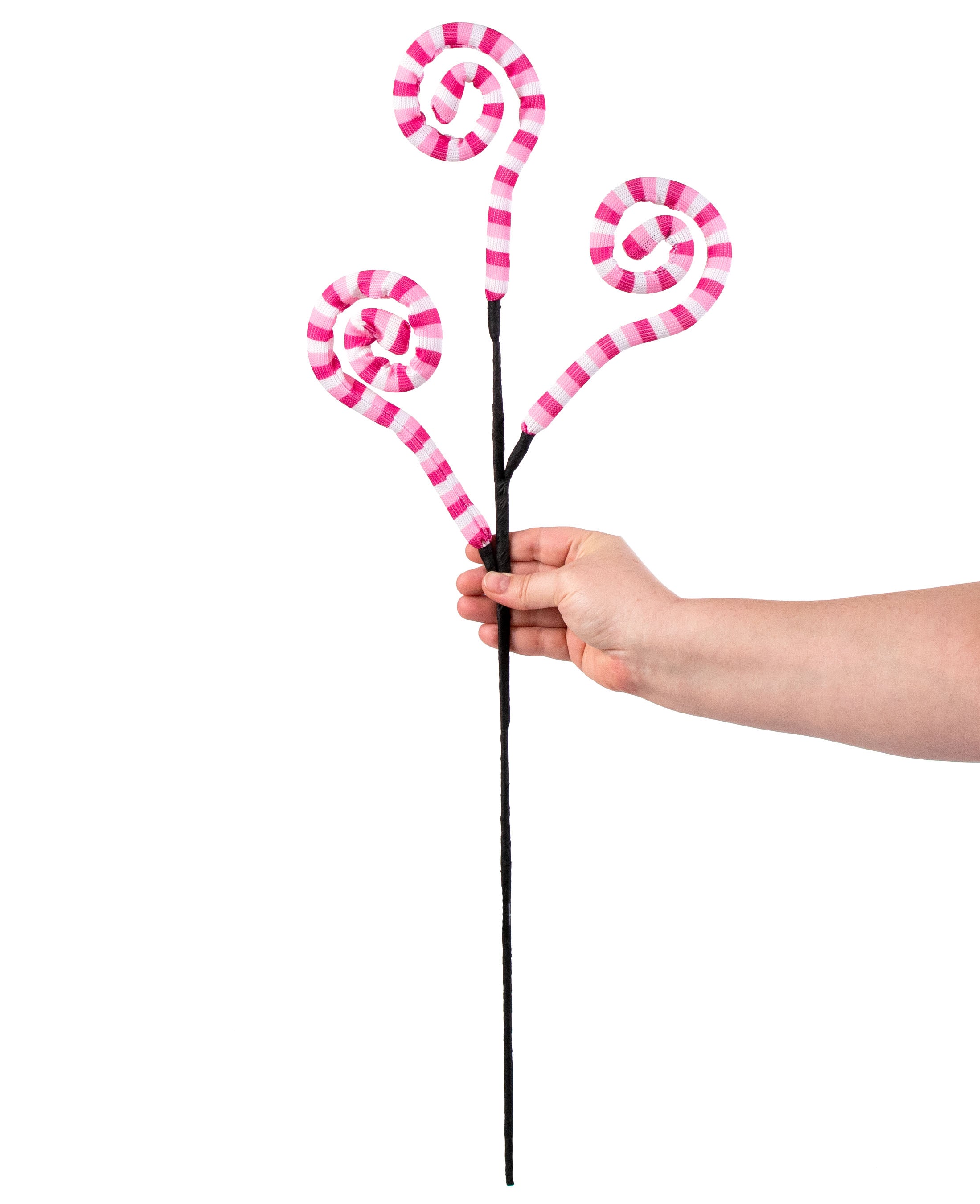 29" Stripe Spiral Curly Spray: Fuchsia, Pink, White detail photo 3