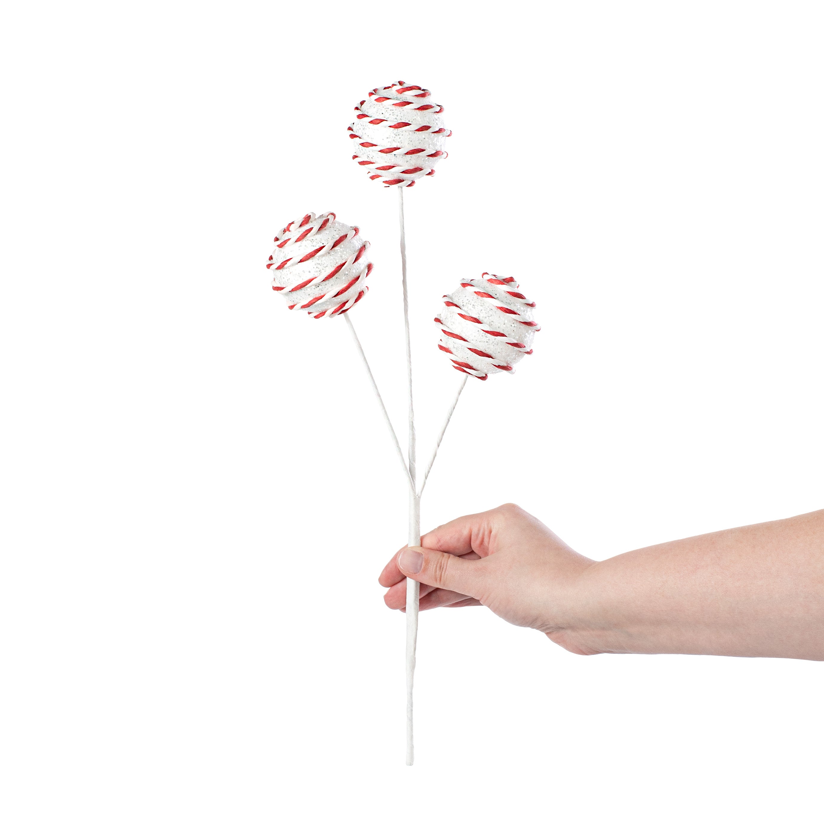 16" Striped Ball Pick: Candy Cane White & Red detail photo 3