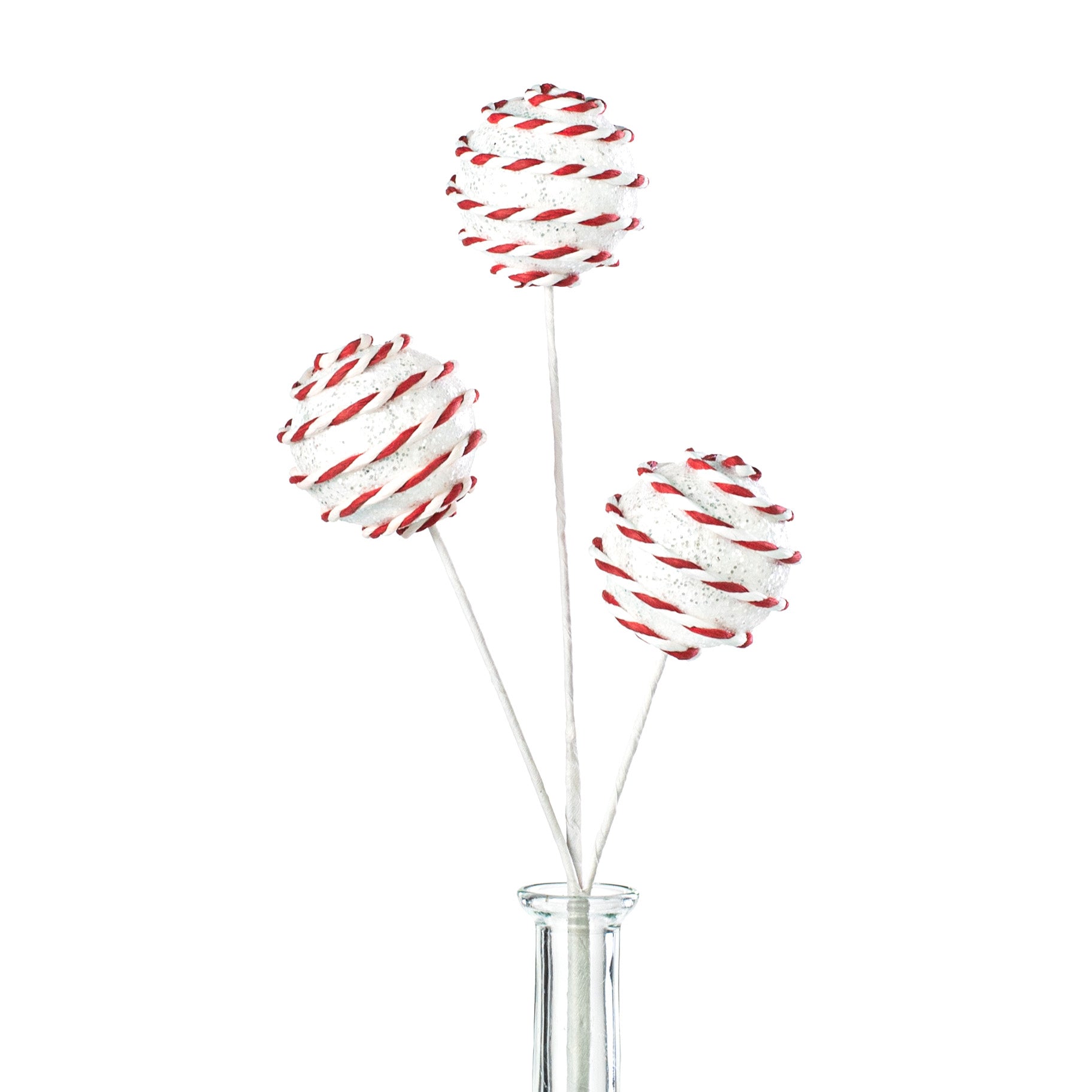 16" Striped Ball Pick: Candy Cane White & Red Item Number: XP102027