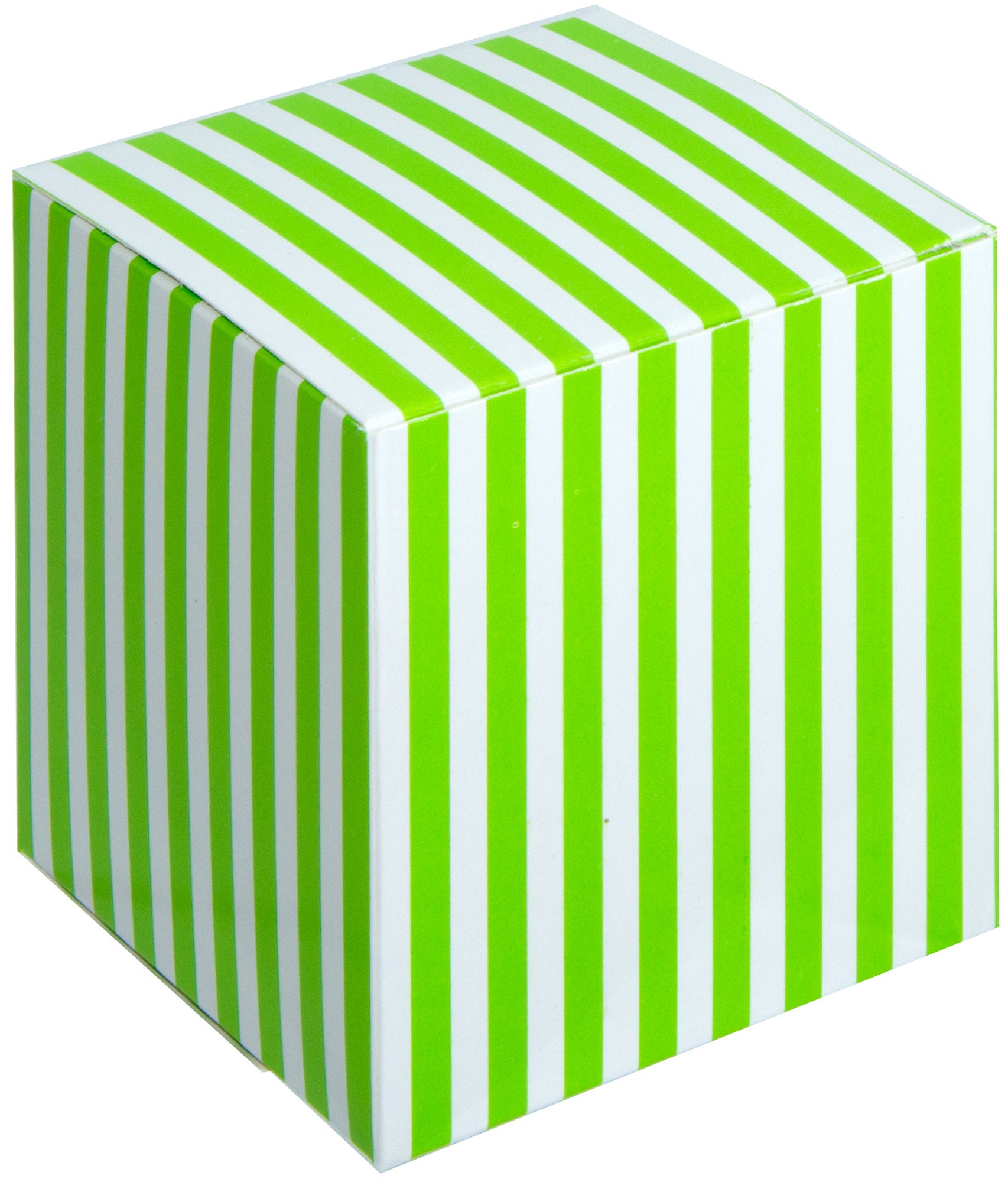 3" Striped Paper Favor Boxes: Lime Green & White (12) Lifestyle Photo