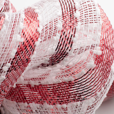 21" Striped Snowball Deco Mesh: Red & White Lifestyle Photo