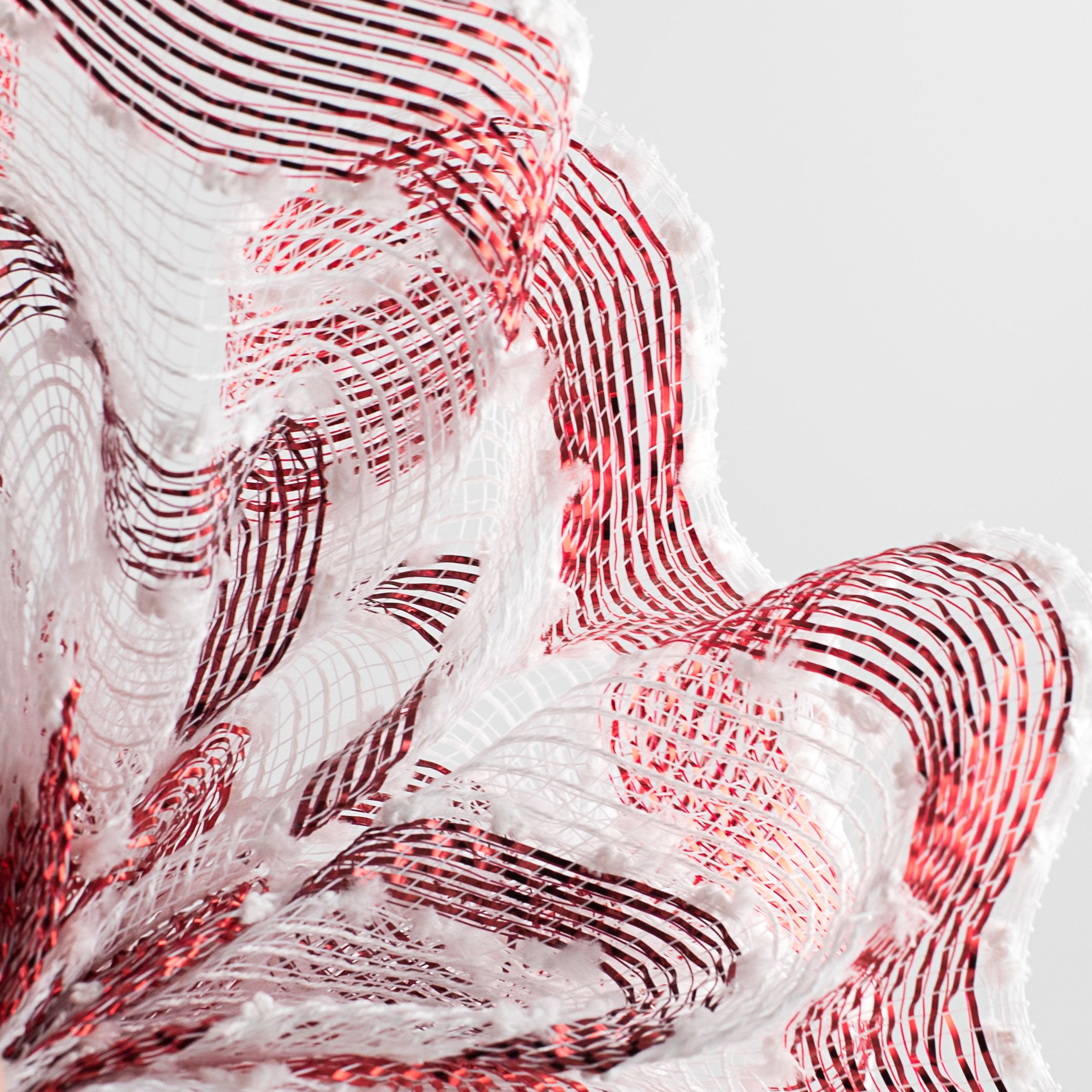 10" Striped Snowball Deco Mesh: Red & White Lifestyle Photo