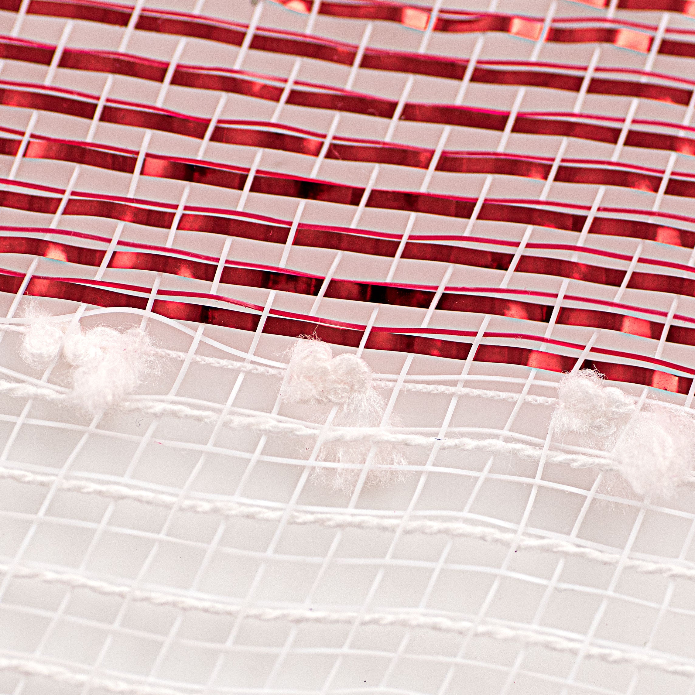 10" Striped Snowball Deco Mesh: Red & White detail photo 3
